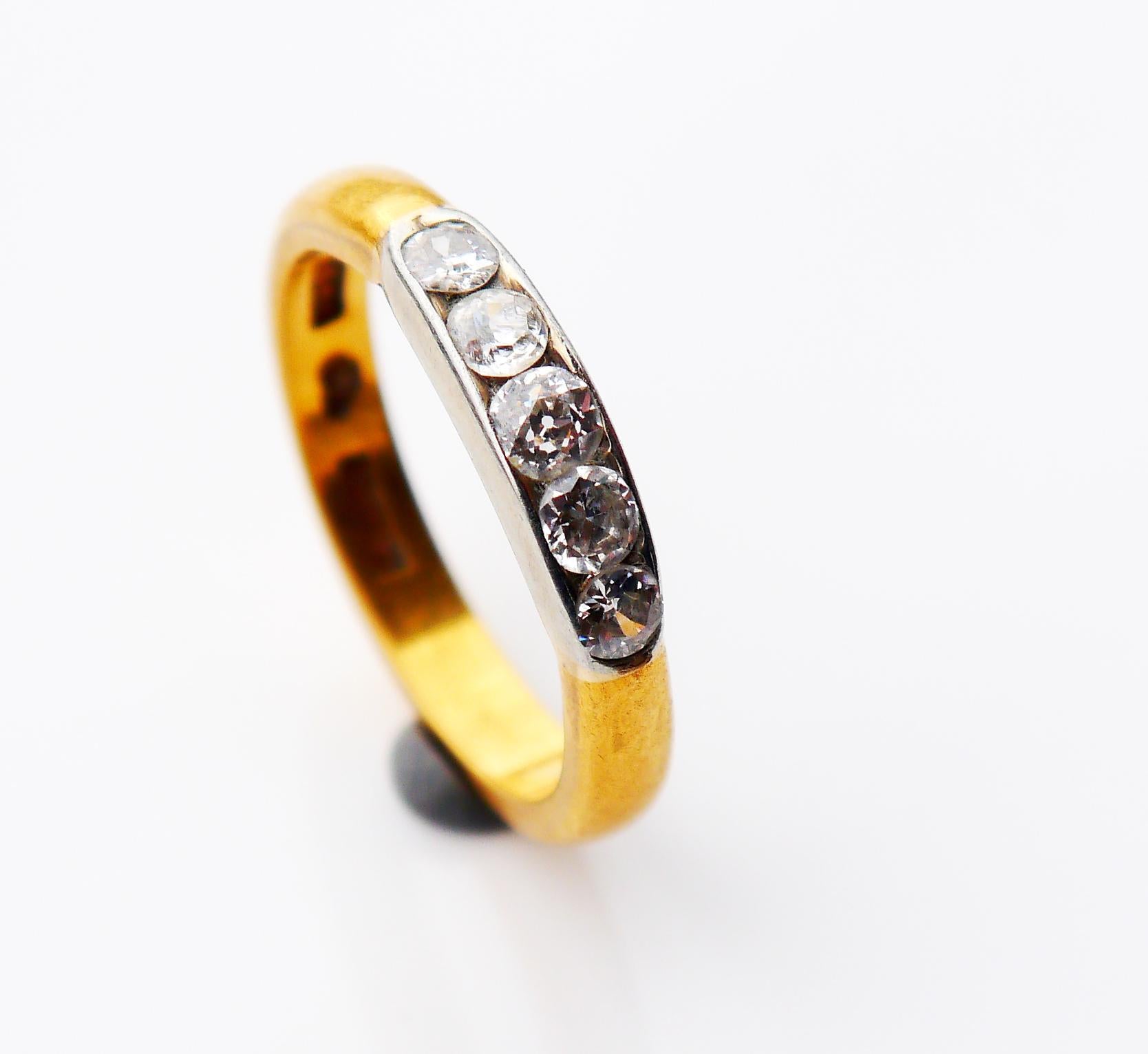 1941 Nordic Channel Ring natural 0.9 ctw Diamonds solid 23K Gold ØUS 7.25 /6gr en vente 5
