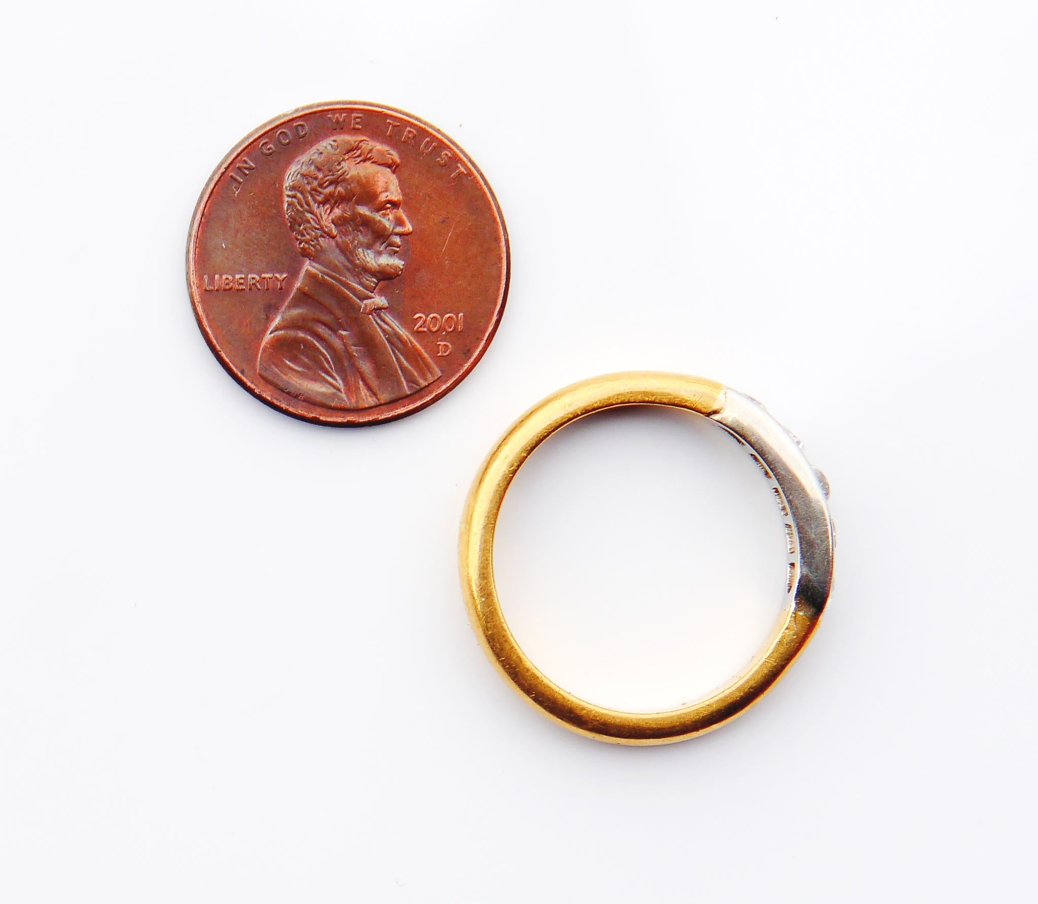 1941 Nordic Channel Ring natural 0.9 ctw Diamonds solid 23K Gold ØUS 7.25 /6gr en vente 6