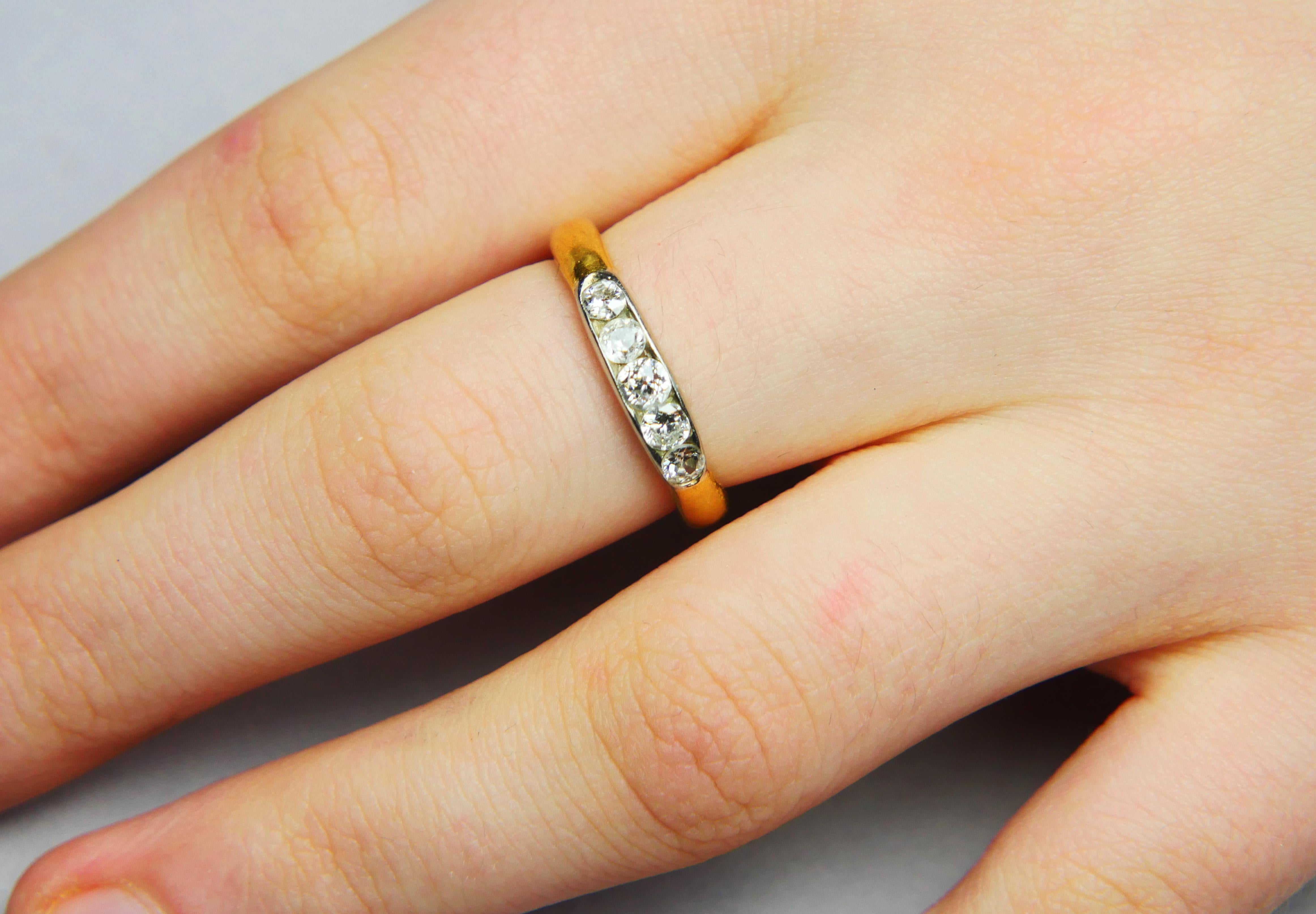 1941 Nordic Channel Ring natural 0.9 ctw Diamonds solid 23K Gold ØUS 7.25 /6gr Pour femmes en vente