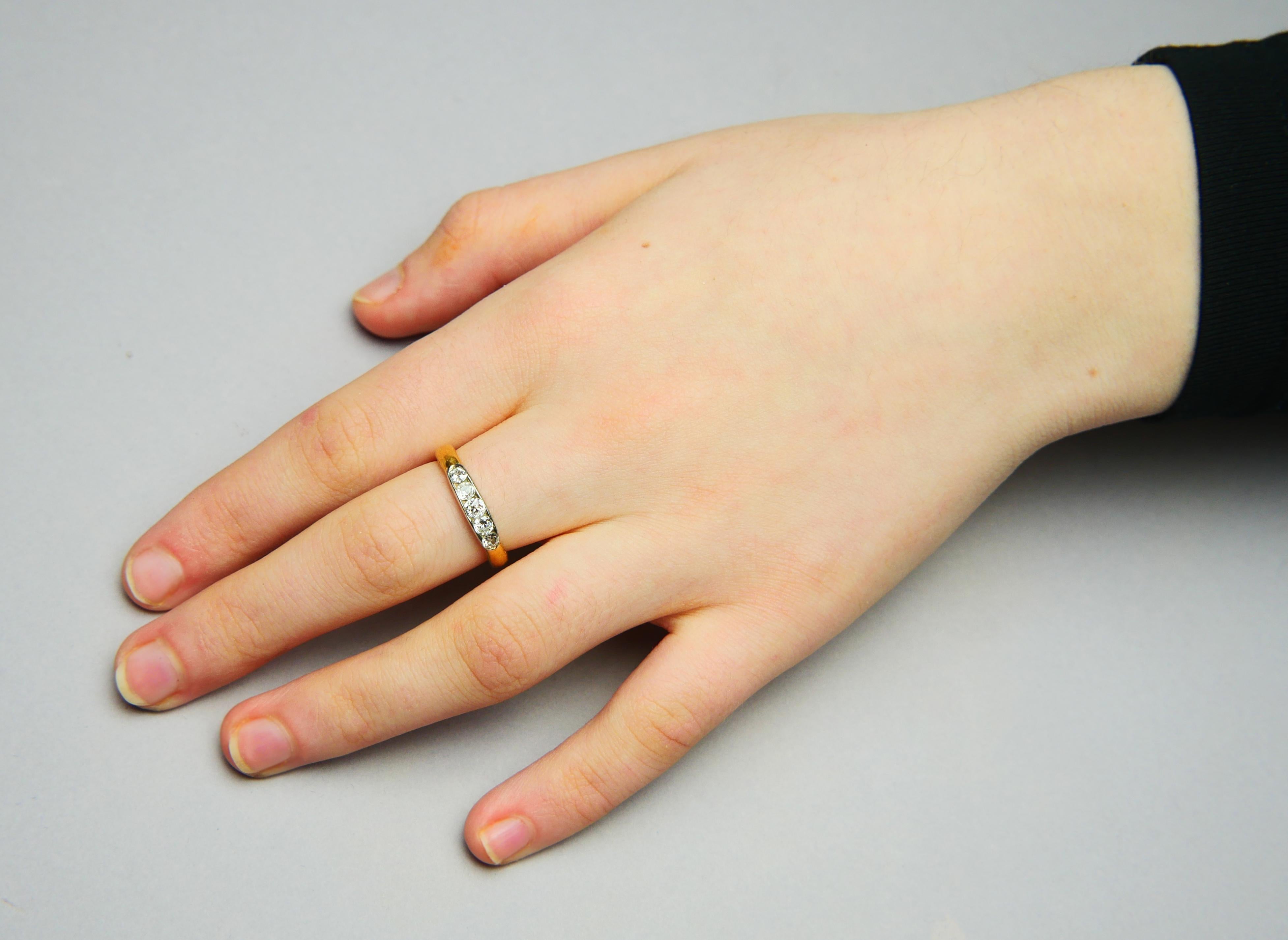 1941 Nordic Channel Ring natural 0.9 ctw Diamonds solid 23K Gold ØUS 7.25 /6gr en vente 1