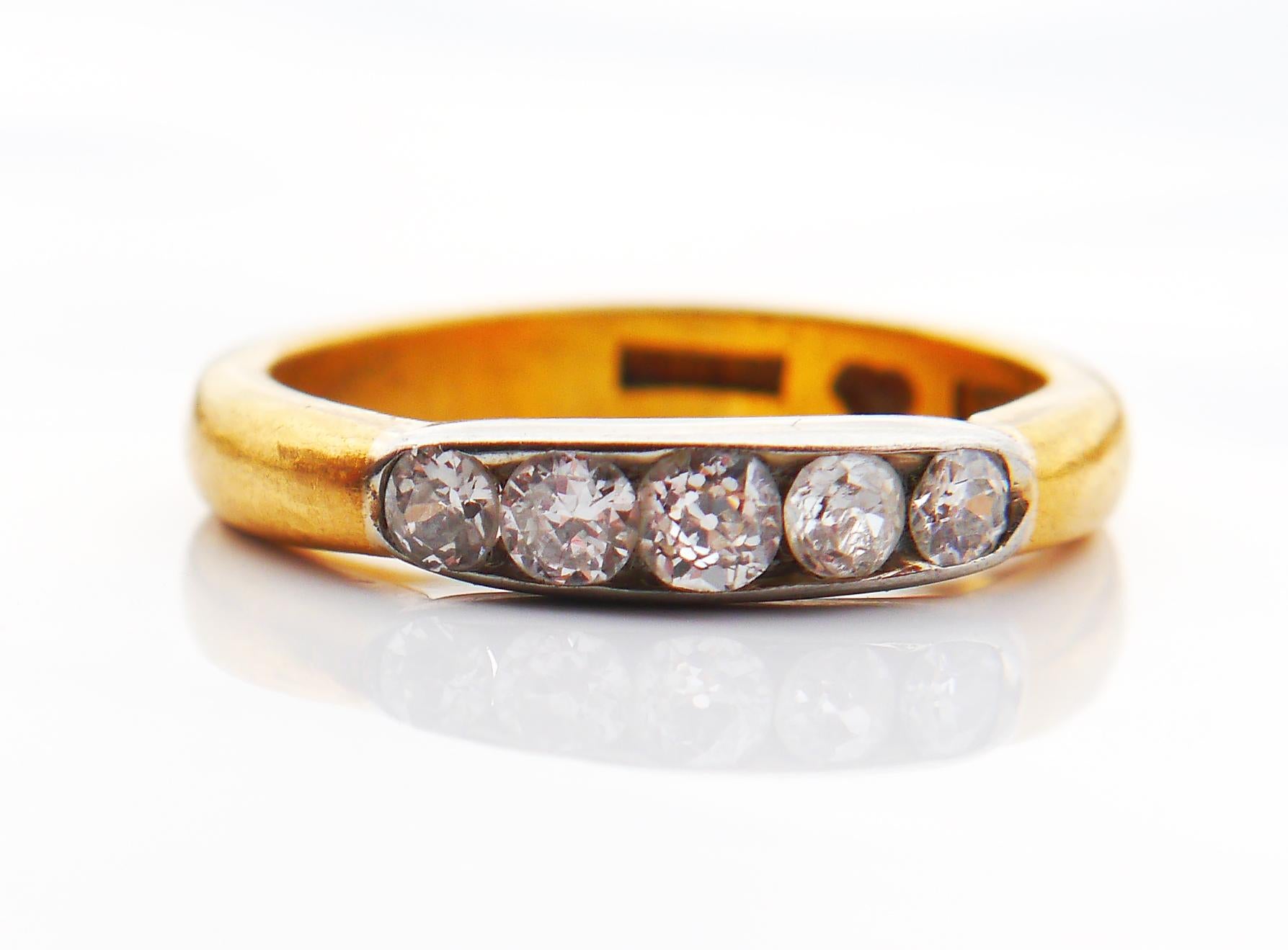 1941 Nordic Channel Ring natural 0.9 ctw Diamonds solid 23K Gold ØUS 7.25 /6gr en vente 2