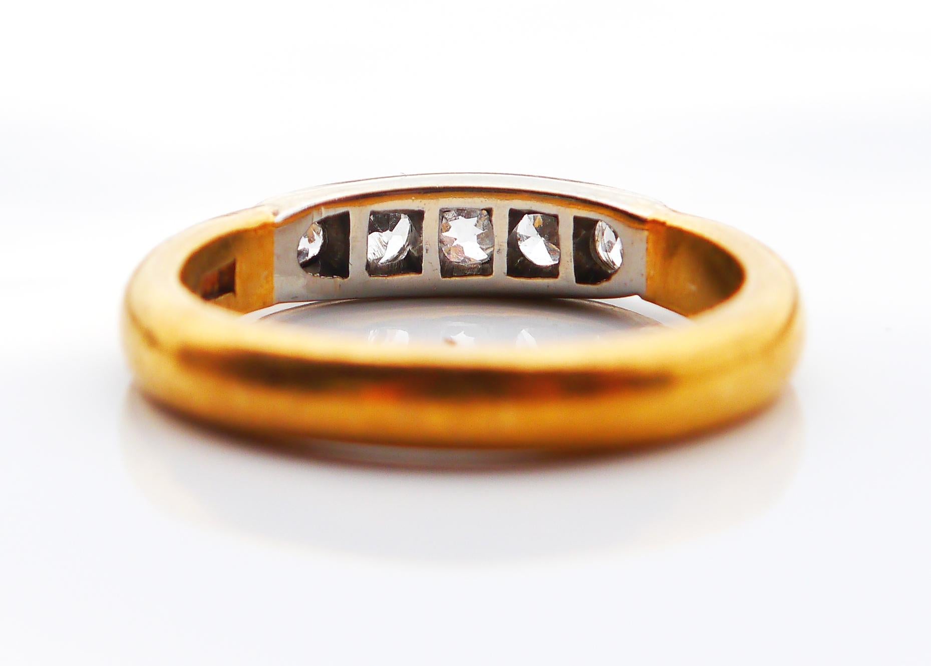 1941 Nordic Channel Ring natural 0.9 ctw Diamonds solid 23K Gold ØUS 7.25 /6gr en vente 3