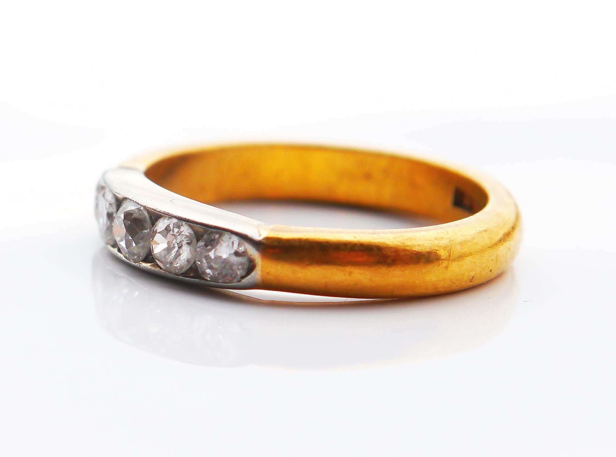 1941 Nordic Channel Ring natural 0.9 ctw Diamonds solid 23K Gold ØUS 7.25 /6gr en vente 4
