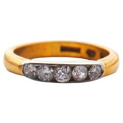1941 Nordic Channel Ring natural 0.9 ctw Diamonds solid 23K Gold ØUS 7.25 /6gr