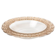 1941 René Lalique, Bowl Plate Dish Chevreuse Glass with Sepia Patina