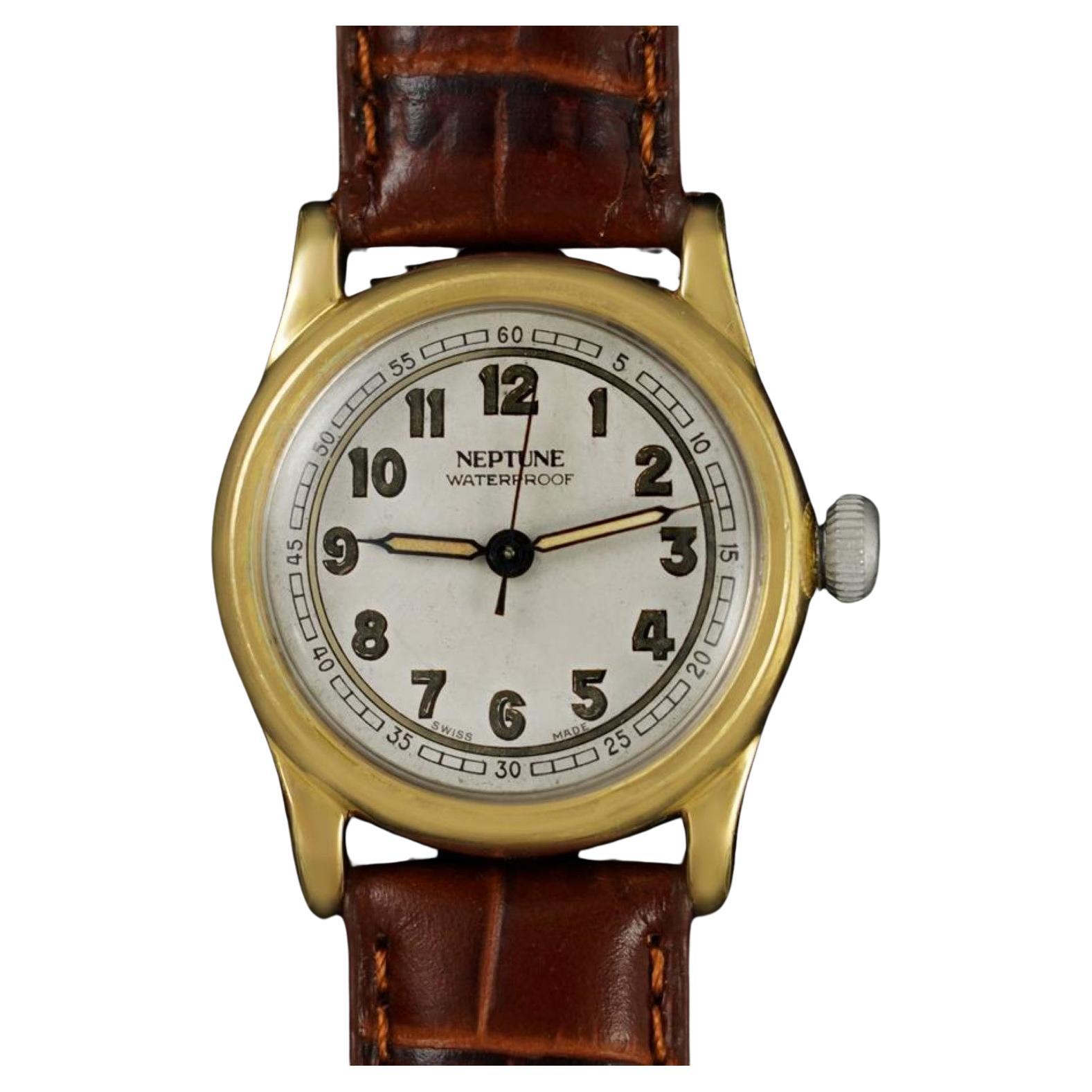 1941 ROLEX OYSTER NEPTUNE Vintage "Boys" Size WWII Military Style Watch