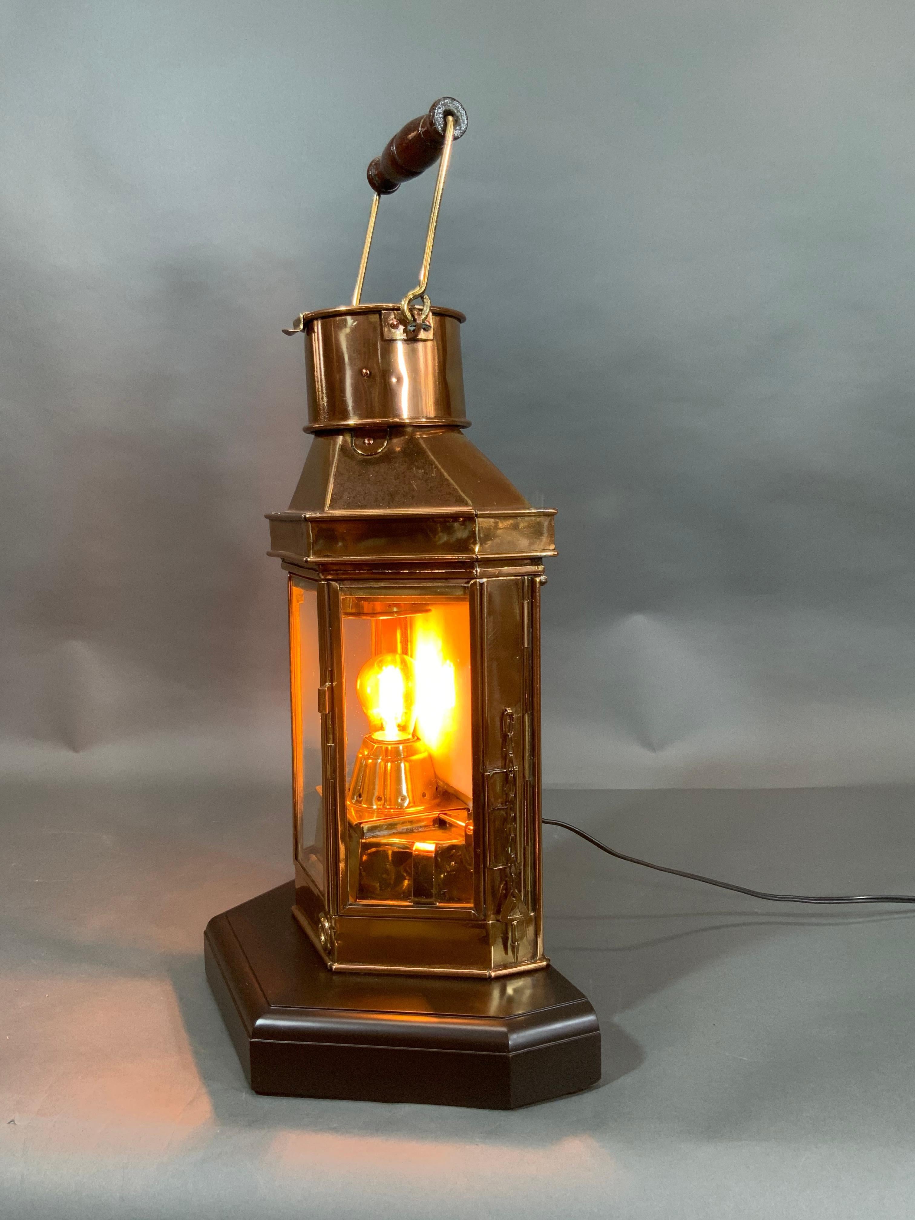 Mid-20th Century 1941 Solid Brass Yacht Cabin Lantern For Sale