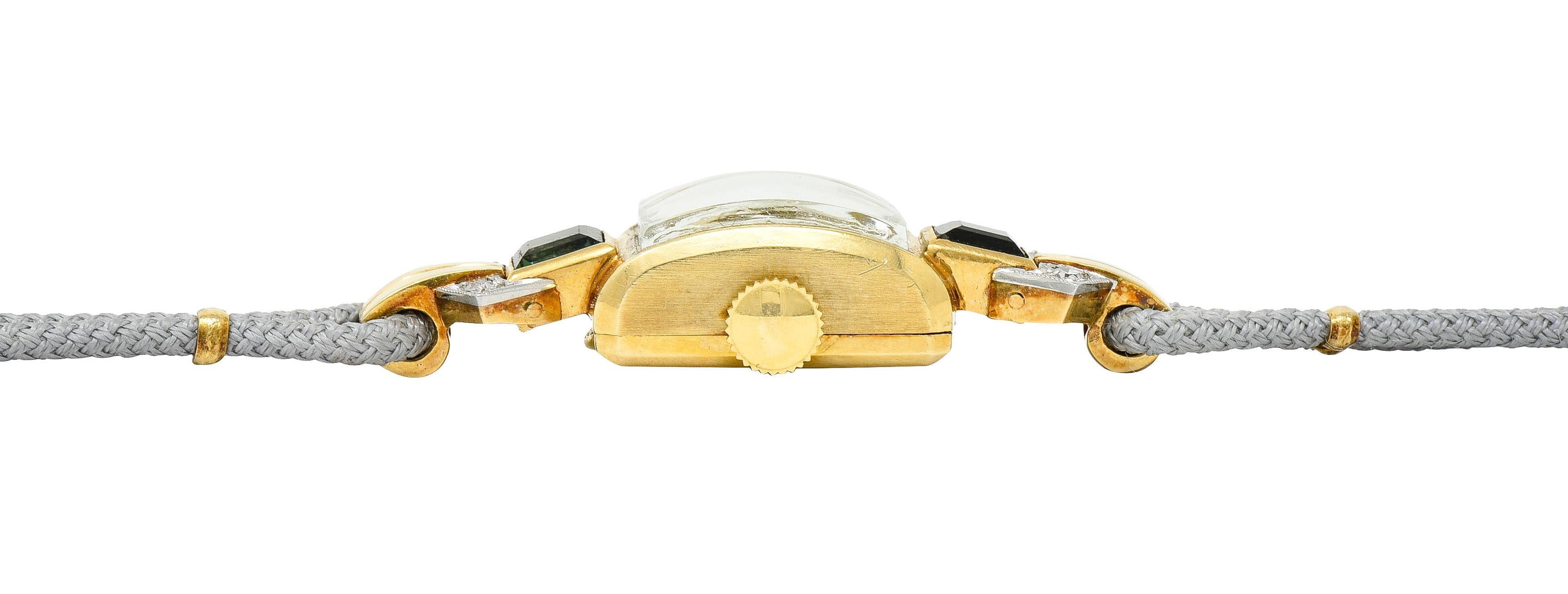 1941 Tiffany & Co. Green Tourmaline Diamond Platinum-Topped 14 Karat Gold Watch 7