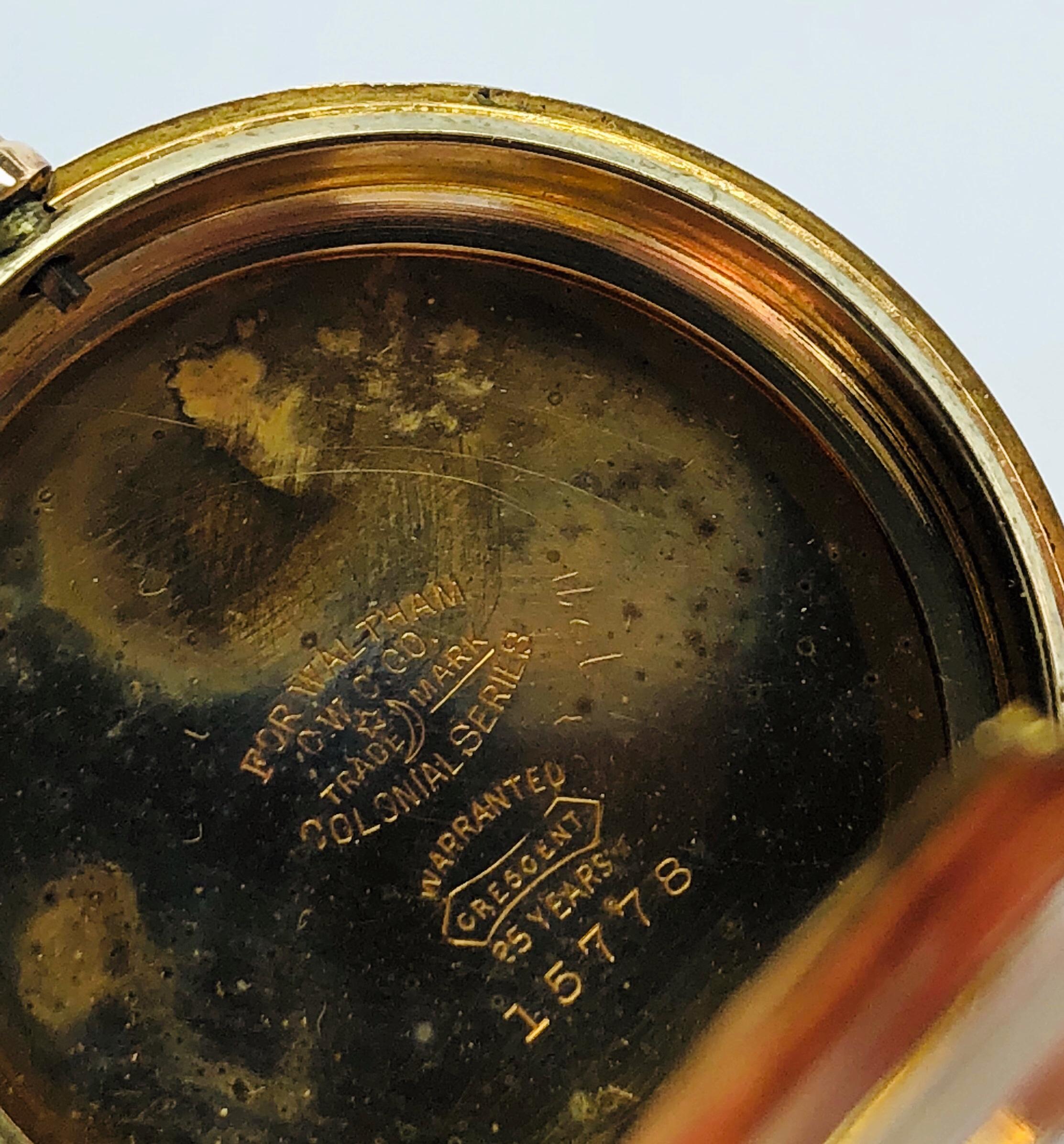 1941 Waltham Gold Filled 17 Jewel Open Faced Sugar Bowl Pocket Watch 2