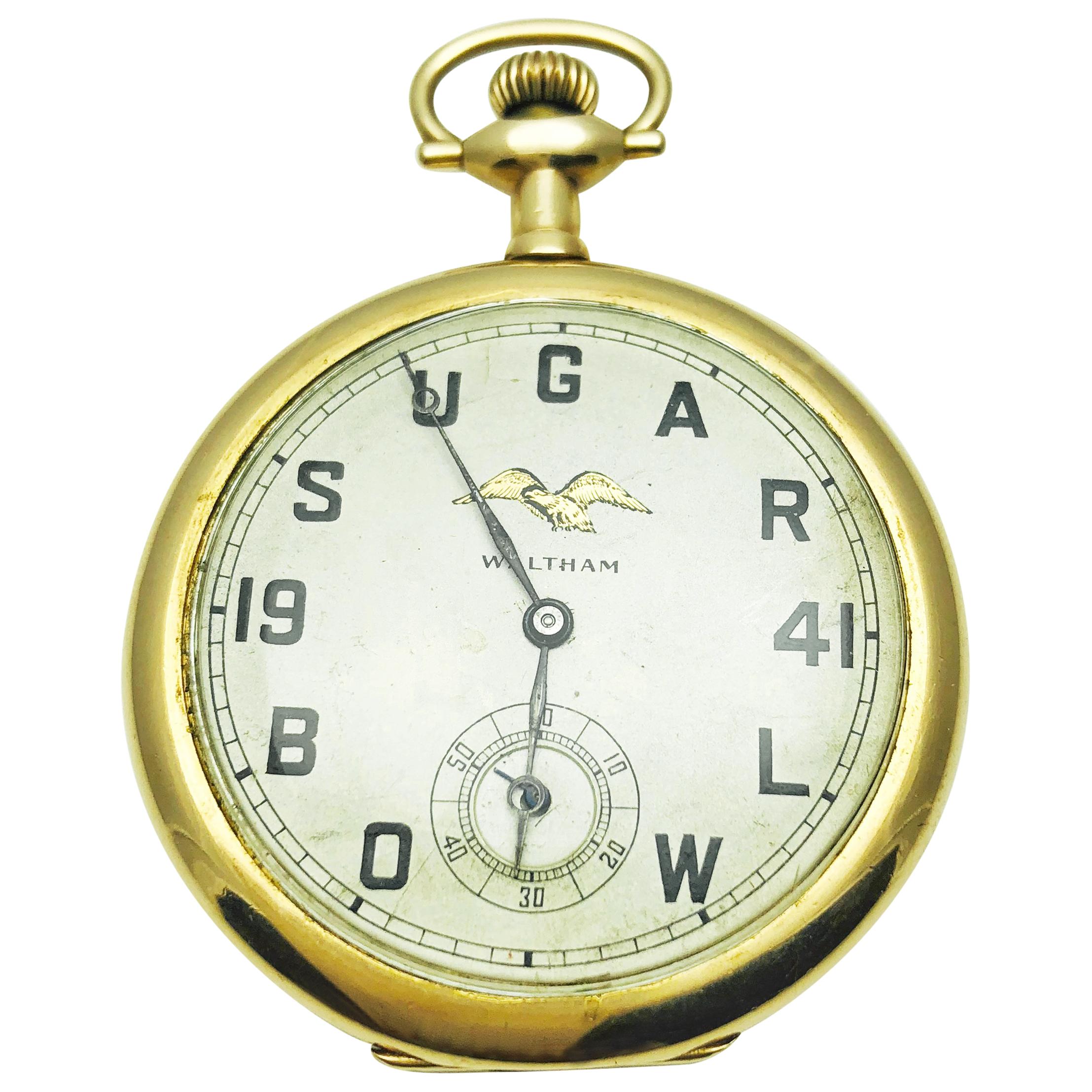 1941 Waltham Gold Filled 17 Jewel Open Faced Sugar Bowl Pocket Watch