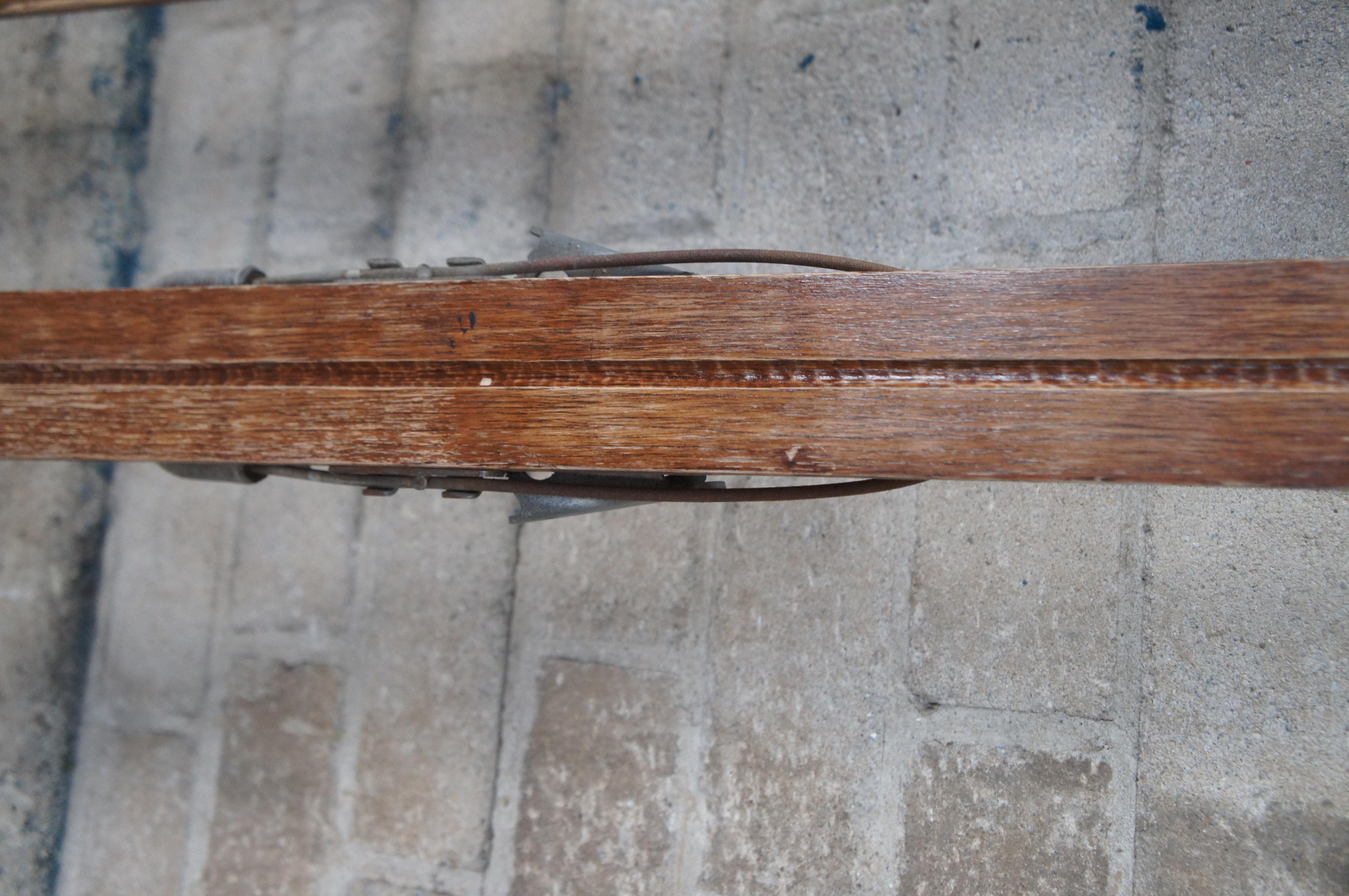 1942 Antique RMC Paris Wooden Military Cross Country Snow Skis 80