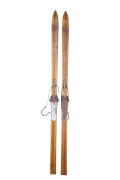 1942 Antique RMC Paris Wooden Military Cross Country Snow Skis 80"
