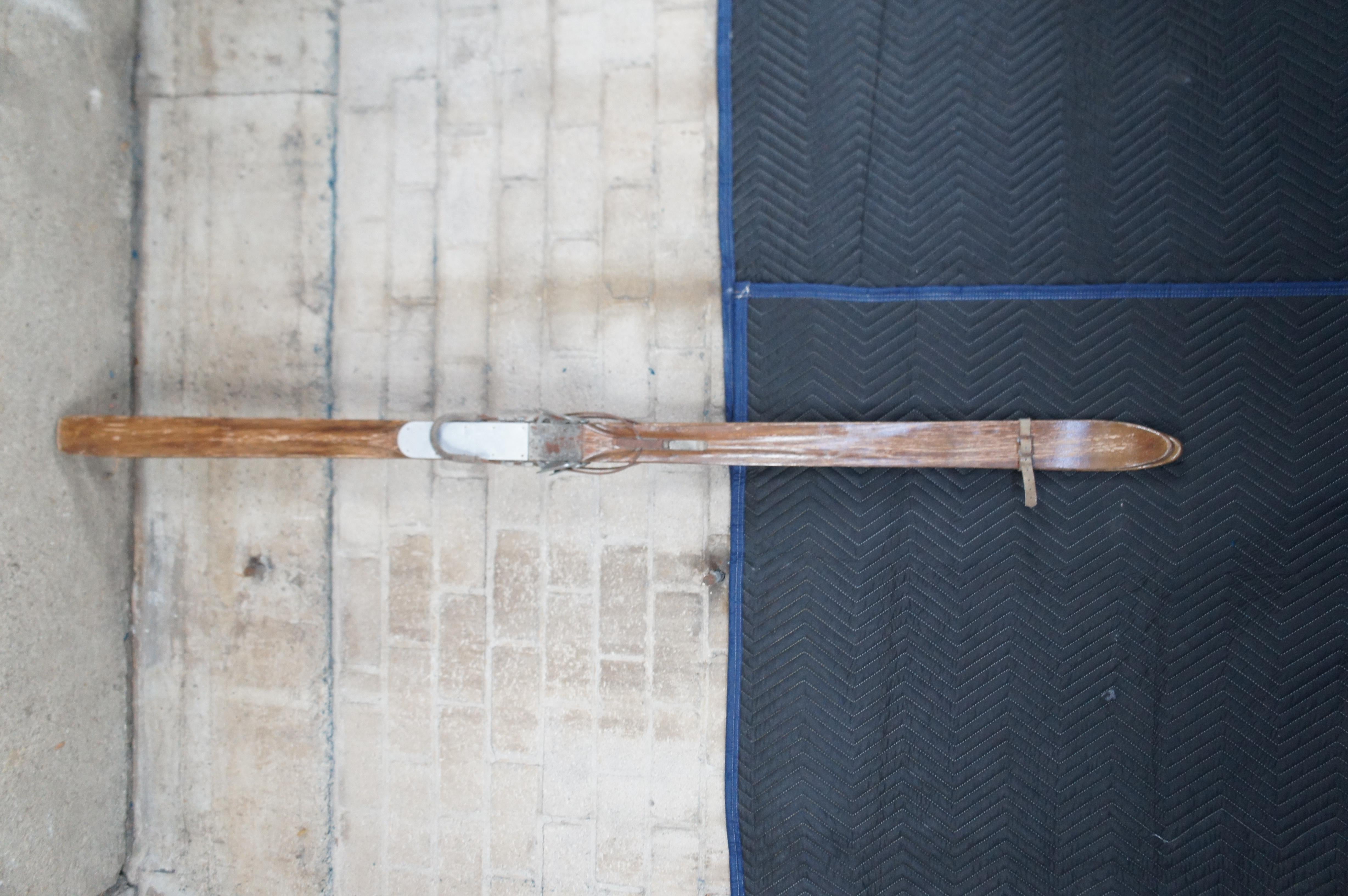Late Victorian 1942 Antique RMC Paris Wooden Military Cross Country Snow Skis 80