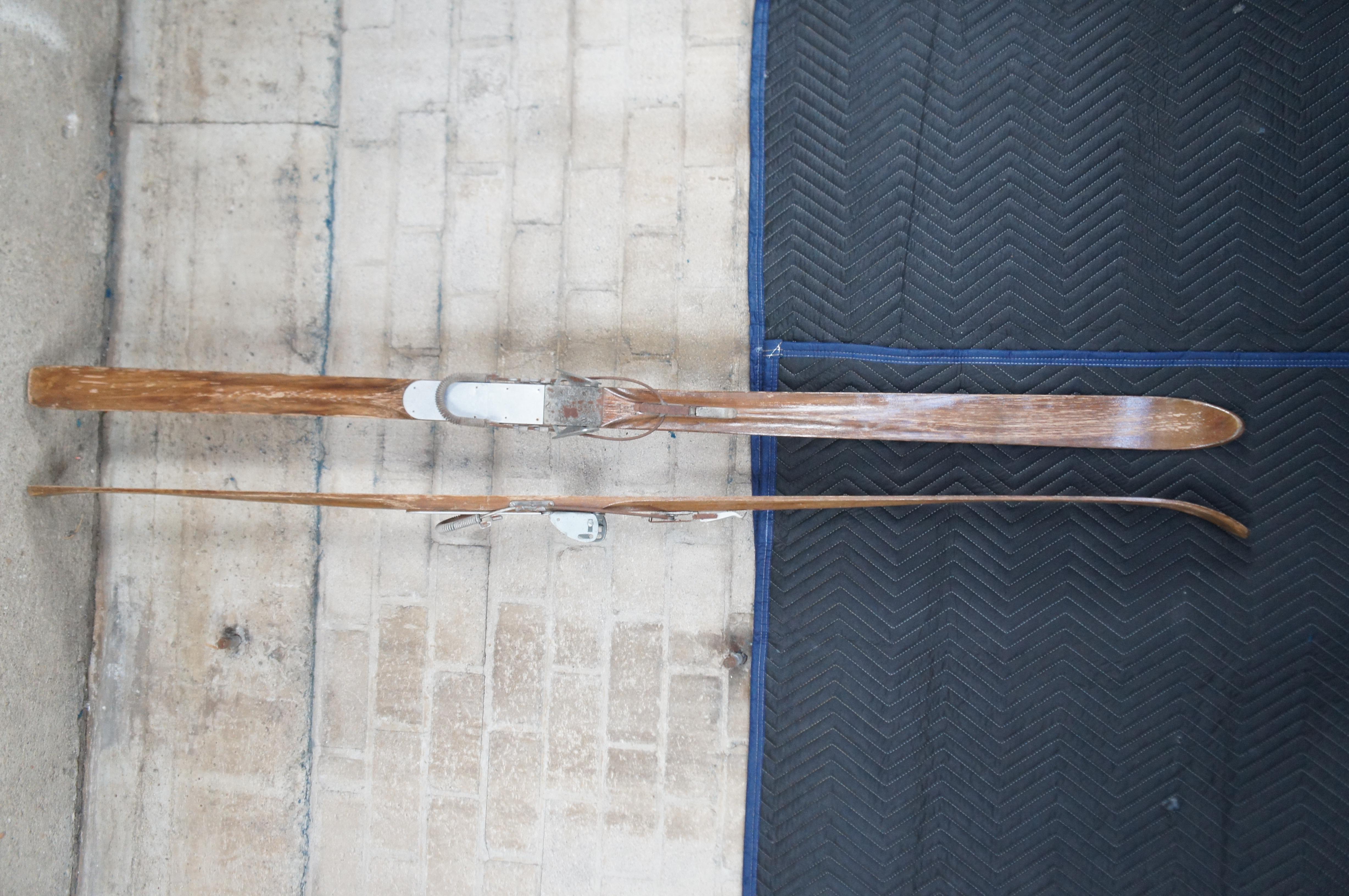 1942 Antique RMC Paris Wooden Military Cross Country Snow Skis 80