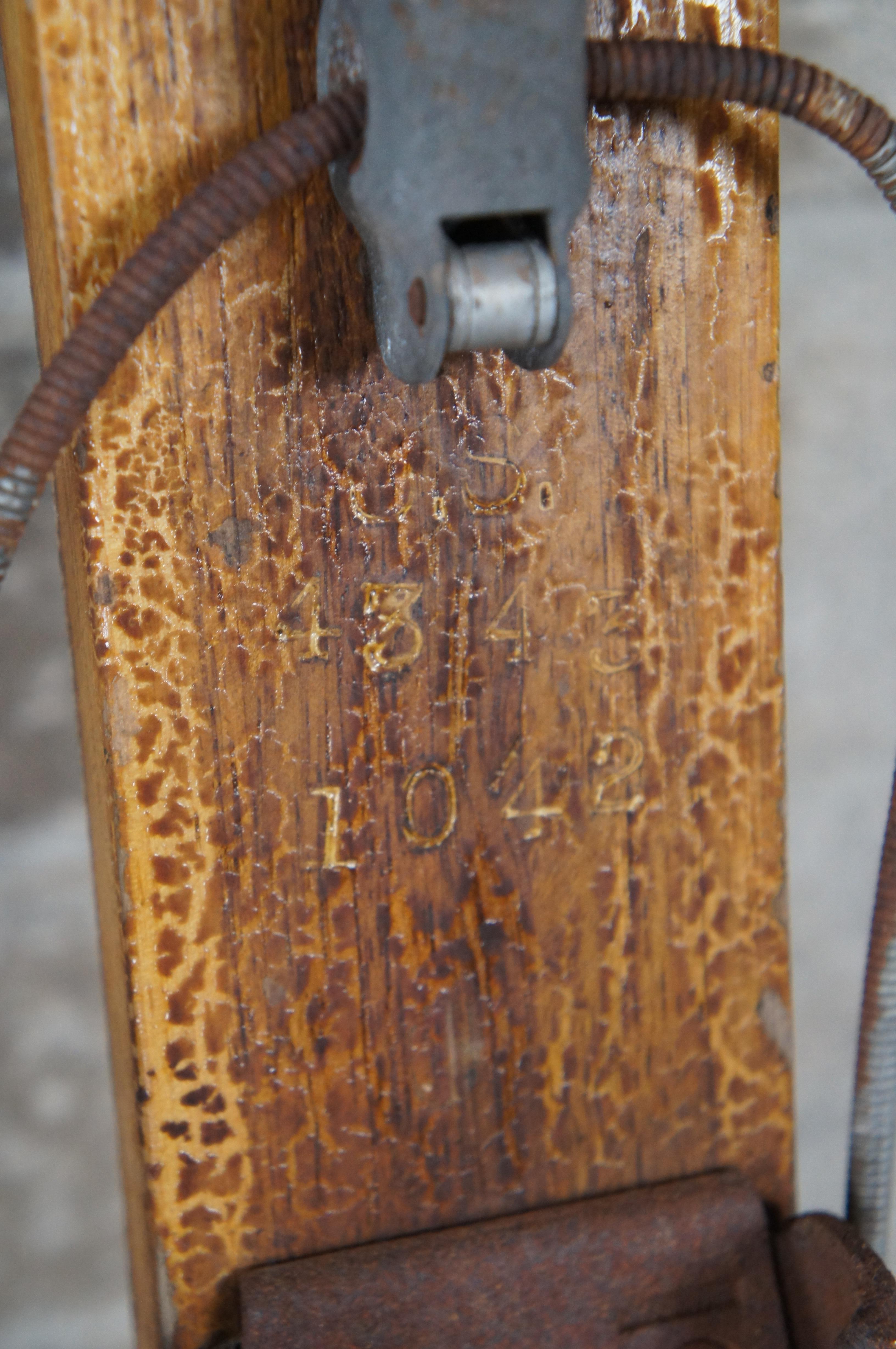 19th Century 1942 Antique RMC Paris Wooden Military Cross Country Snow Skis 80