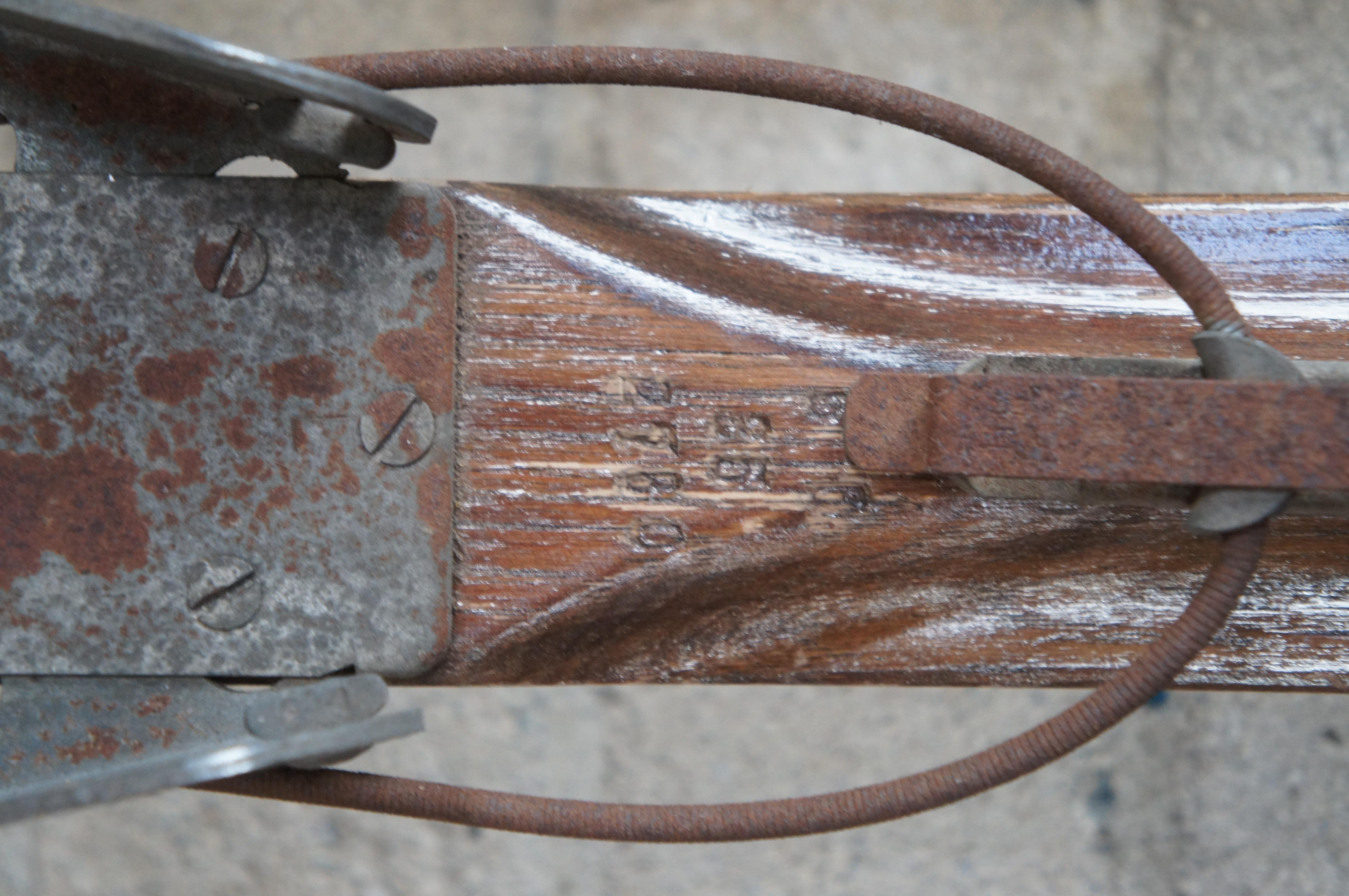 1942 Antique RMC Paris Wooden Military Cross Country Snow Skis 80