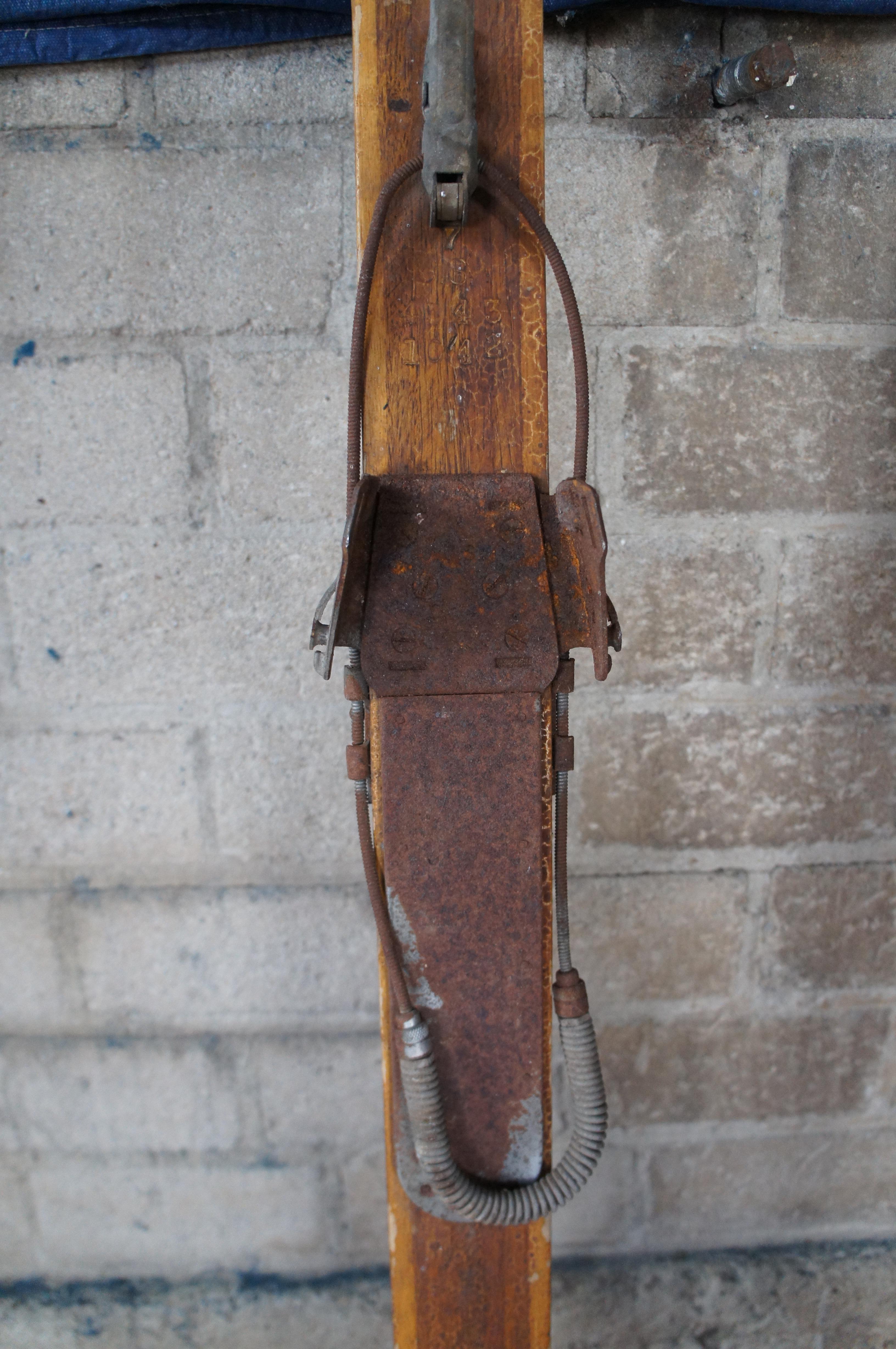 1942 Antique RMC Paris Wooden Military Cross Country Snow Skis 80