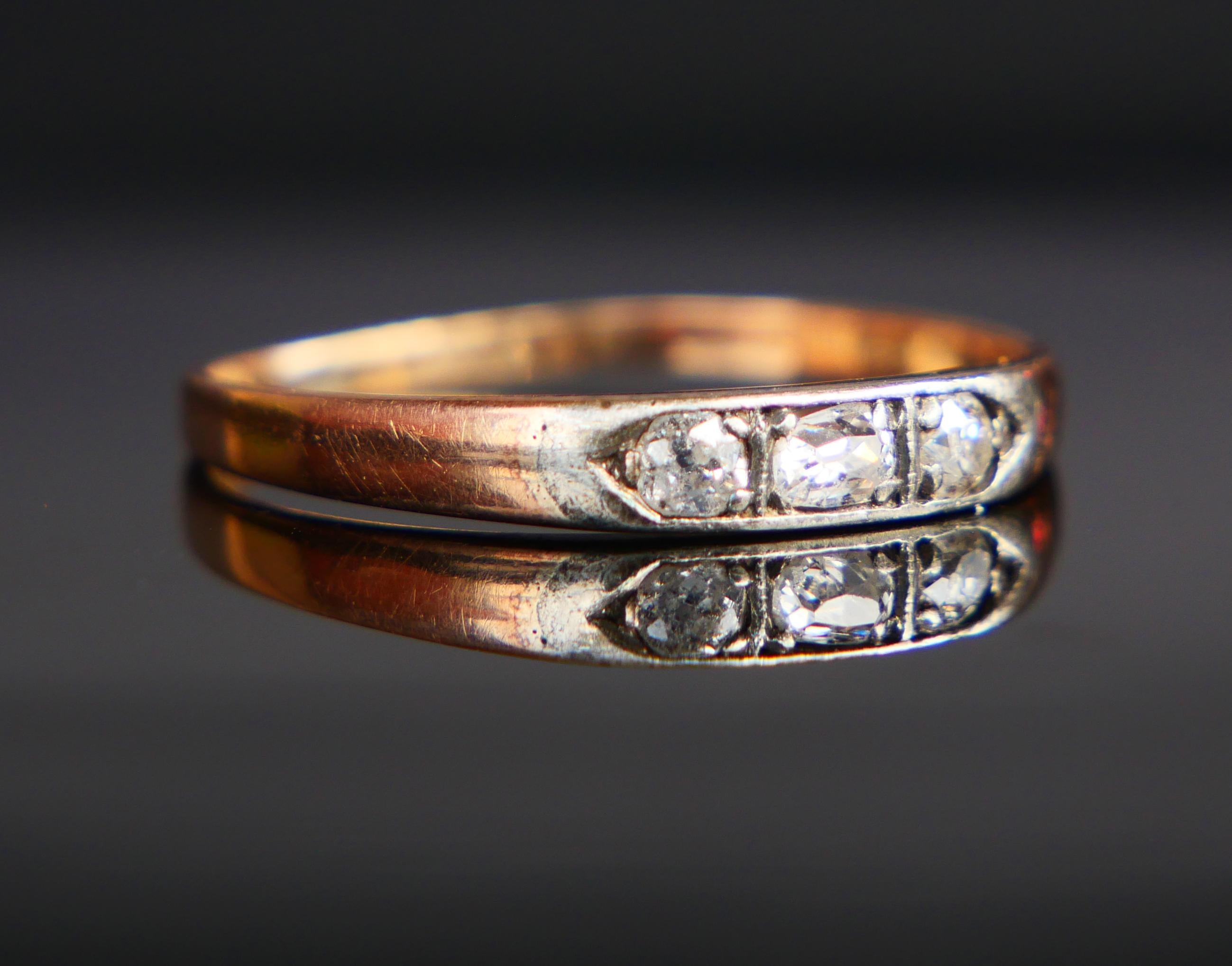 1942 Finish Ring 0.35 ctw. Diamonds solid 14K Rose Gold Silver ØUS 9.5 / 1.8gr For Sale 5