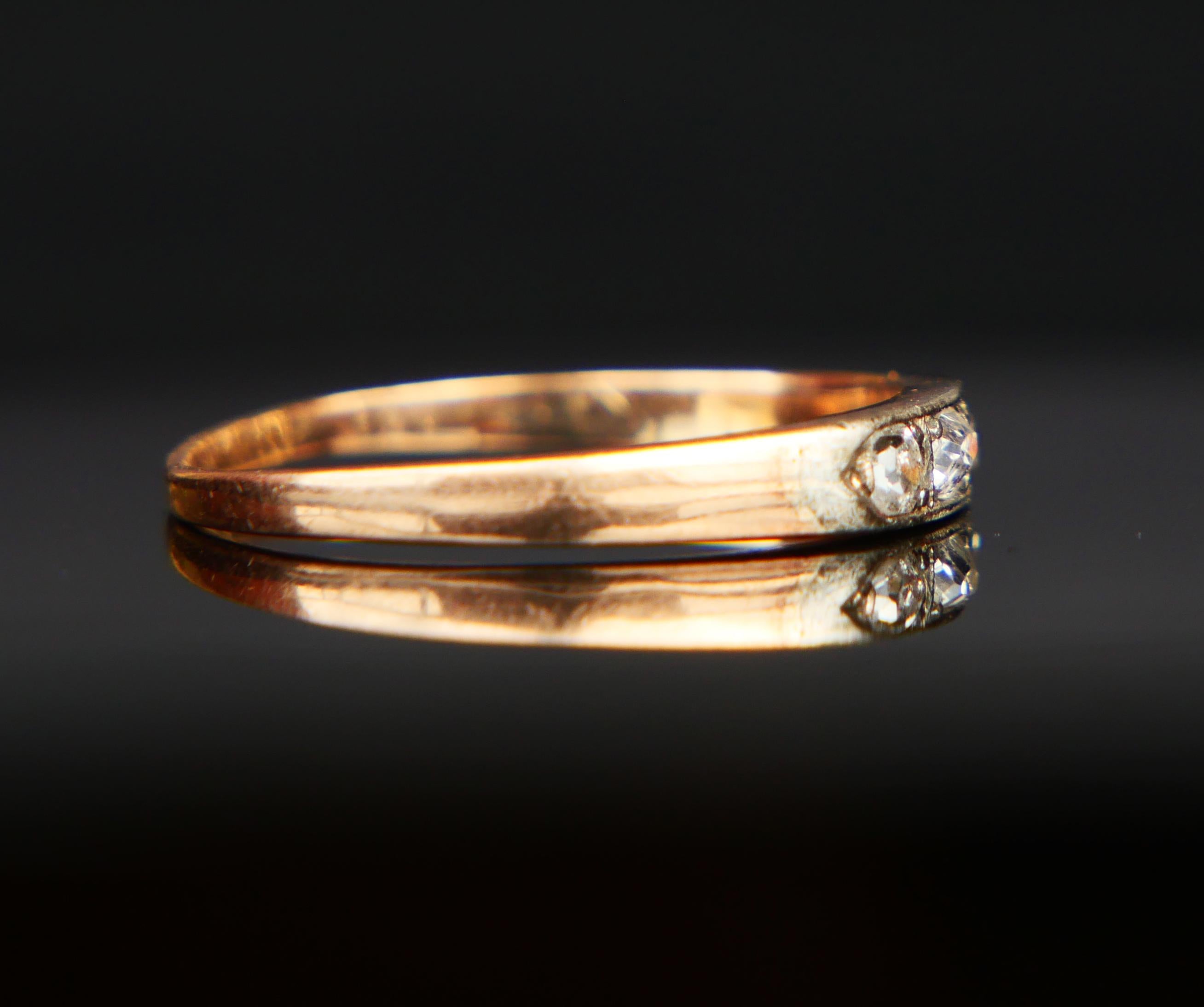 1942 Finish Ring 0.35 ctw. Diamonds solid 14K Rose Gold Silver ØUS 9.5 / 1.8gr For Sale 6