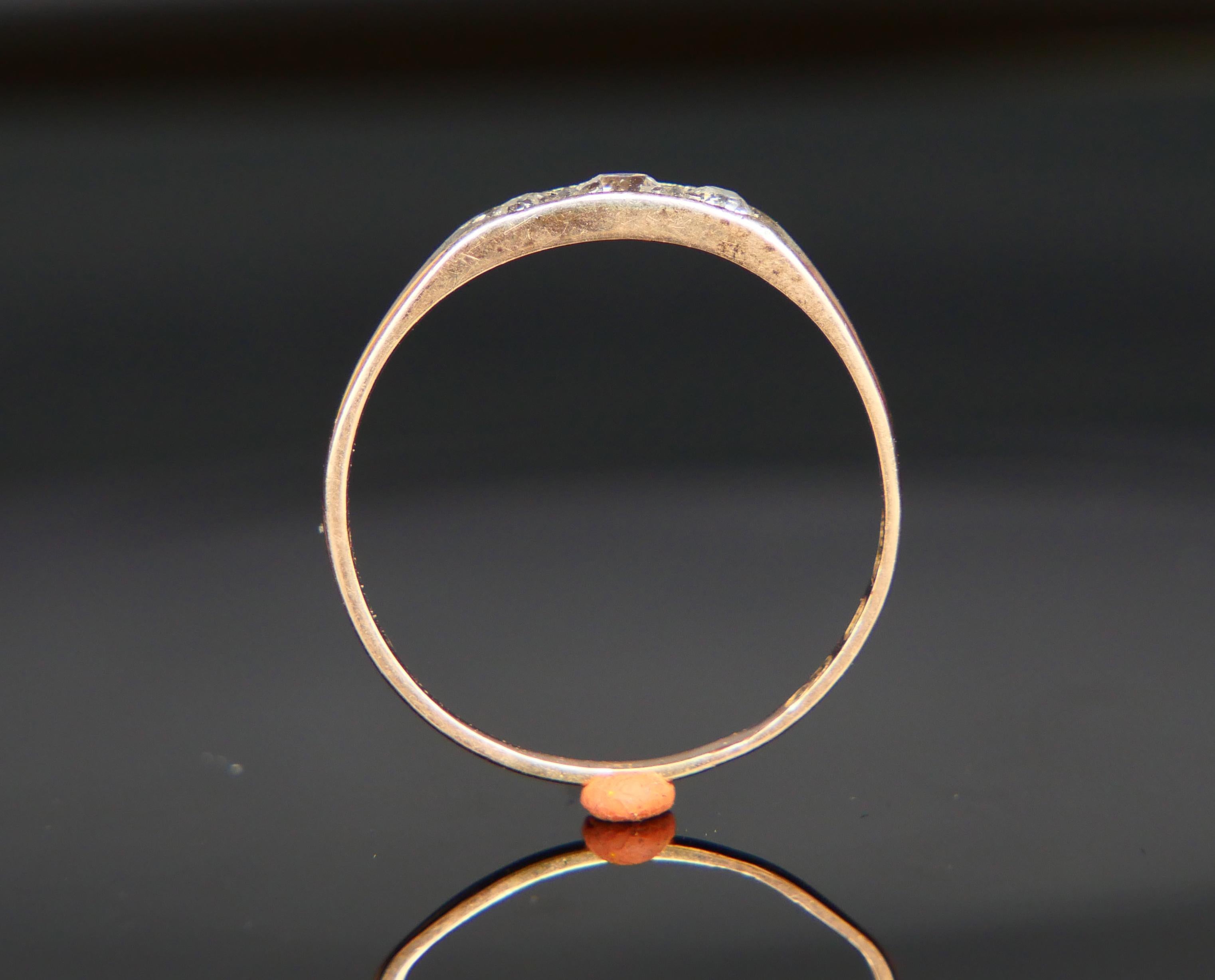 1942 Finish Ring 0.35 ctw. Diamonds solid 14K Rose Gold Silver ØUS 9.5 / 1.8gr For Sale 7