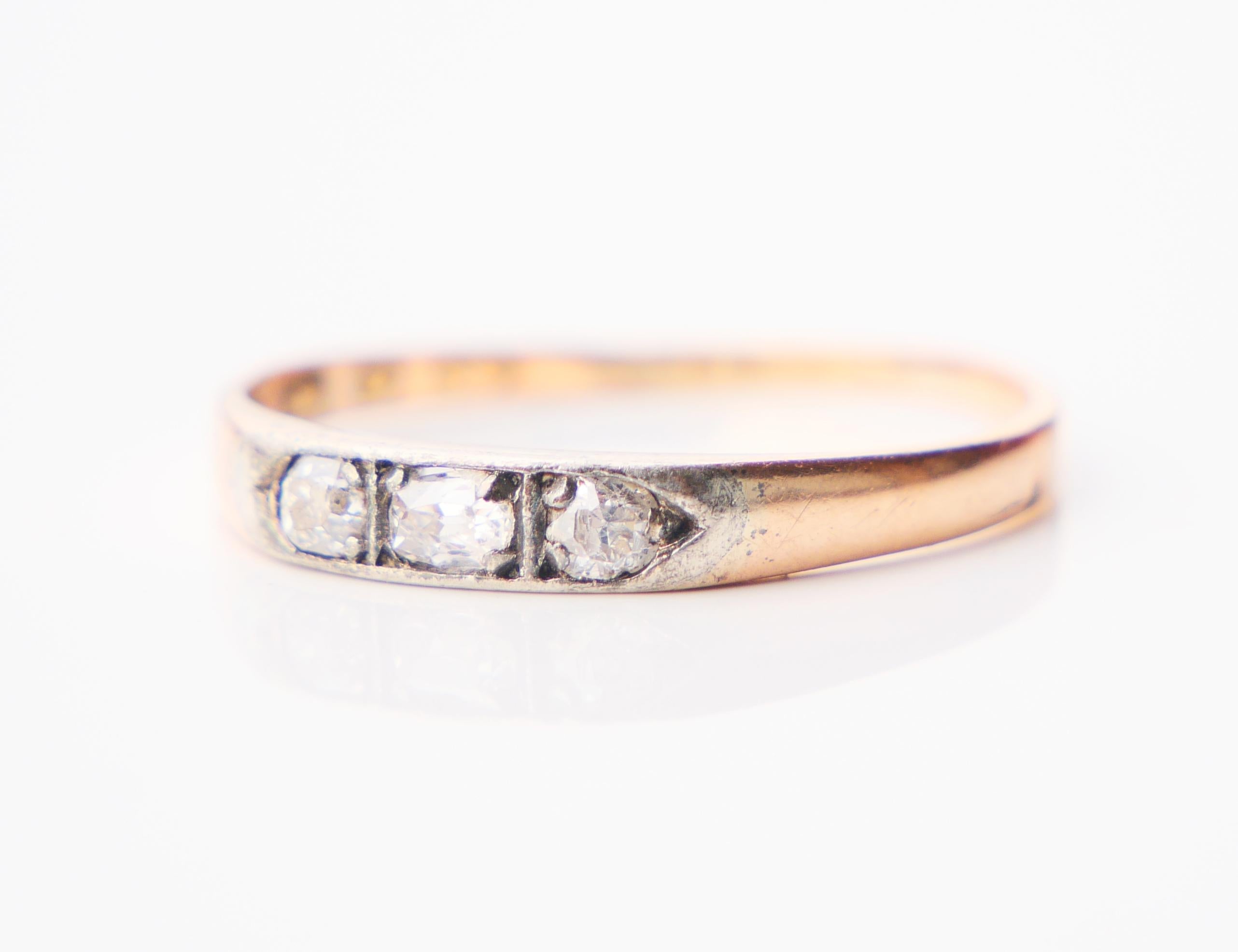 Art Deco 1942 Finish Ring 0.35 ctw. Diamonds solid 14K Rose Gold Silver ØUS 9.5 / 1.8gr For Sale