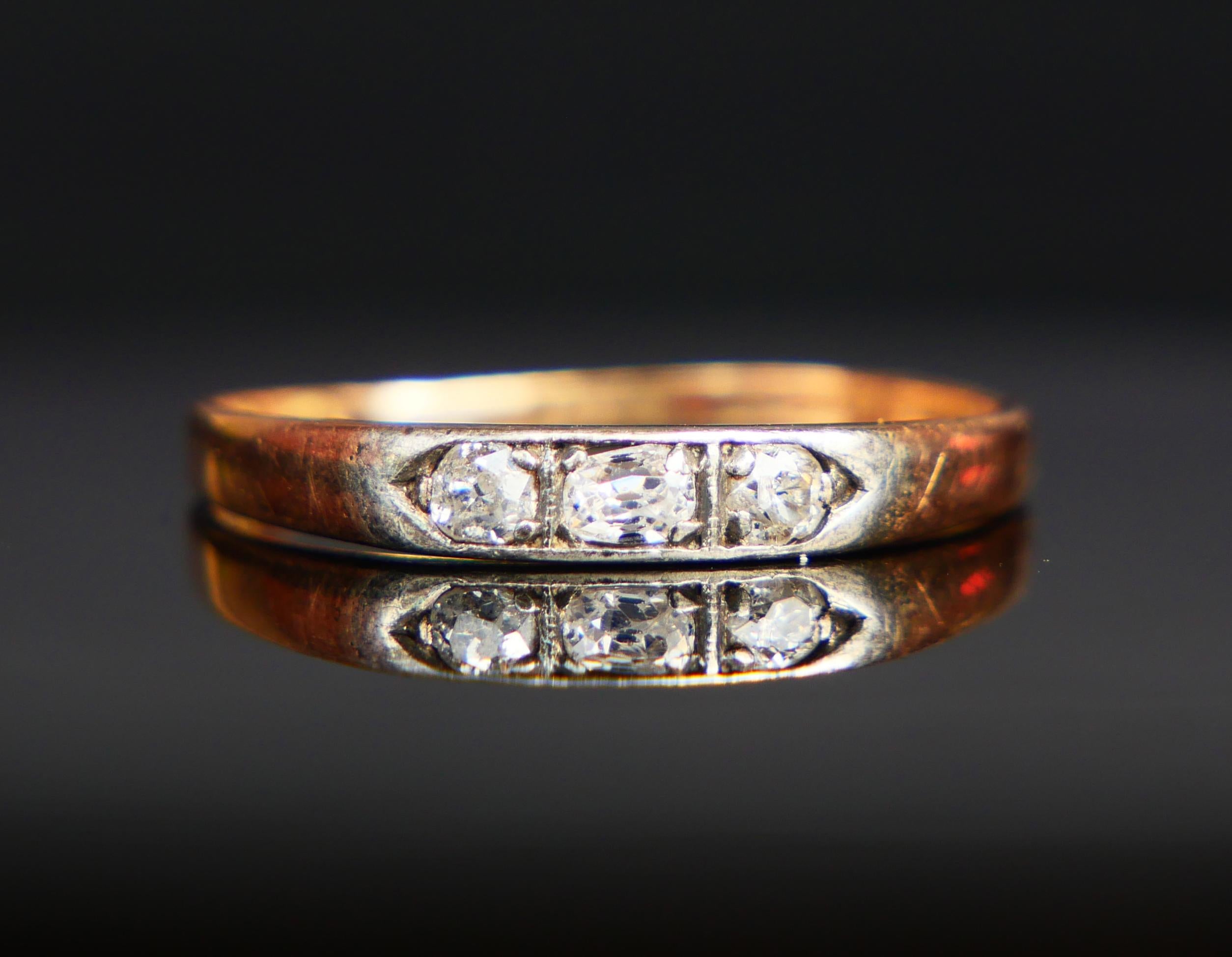 1942 Finish Ring 0.35 ctw. Diamonds solid 14K Rose Gold Silver ØUS 9.5 / 1.8gr For Sale 4