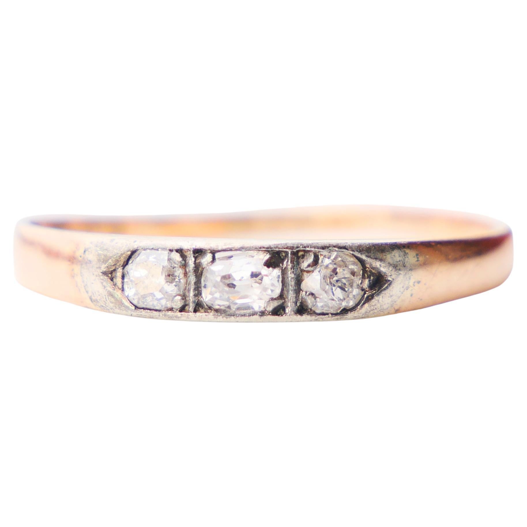 1942 Finish Ring 0.35 ctw. Diamonds solid 14K Rose Gold Silver ØUS 9.5 / 1.8gr For Sale