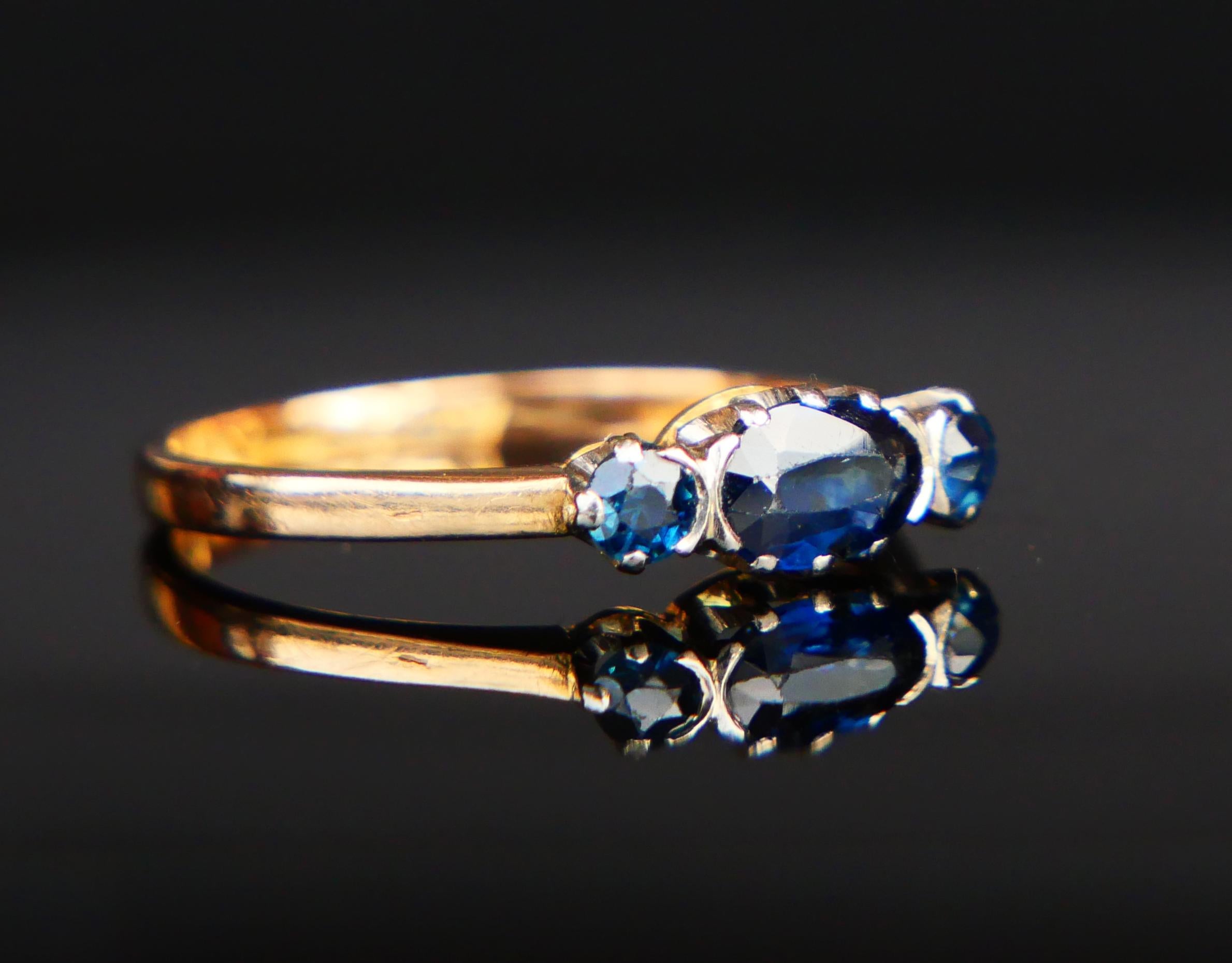 1942 Nordic Ring 1.3ct Sapphire solid 18K Gold US Ø8 /2.5gr For Sale 5