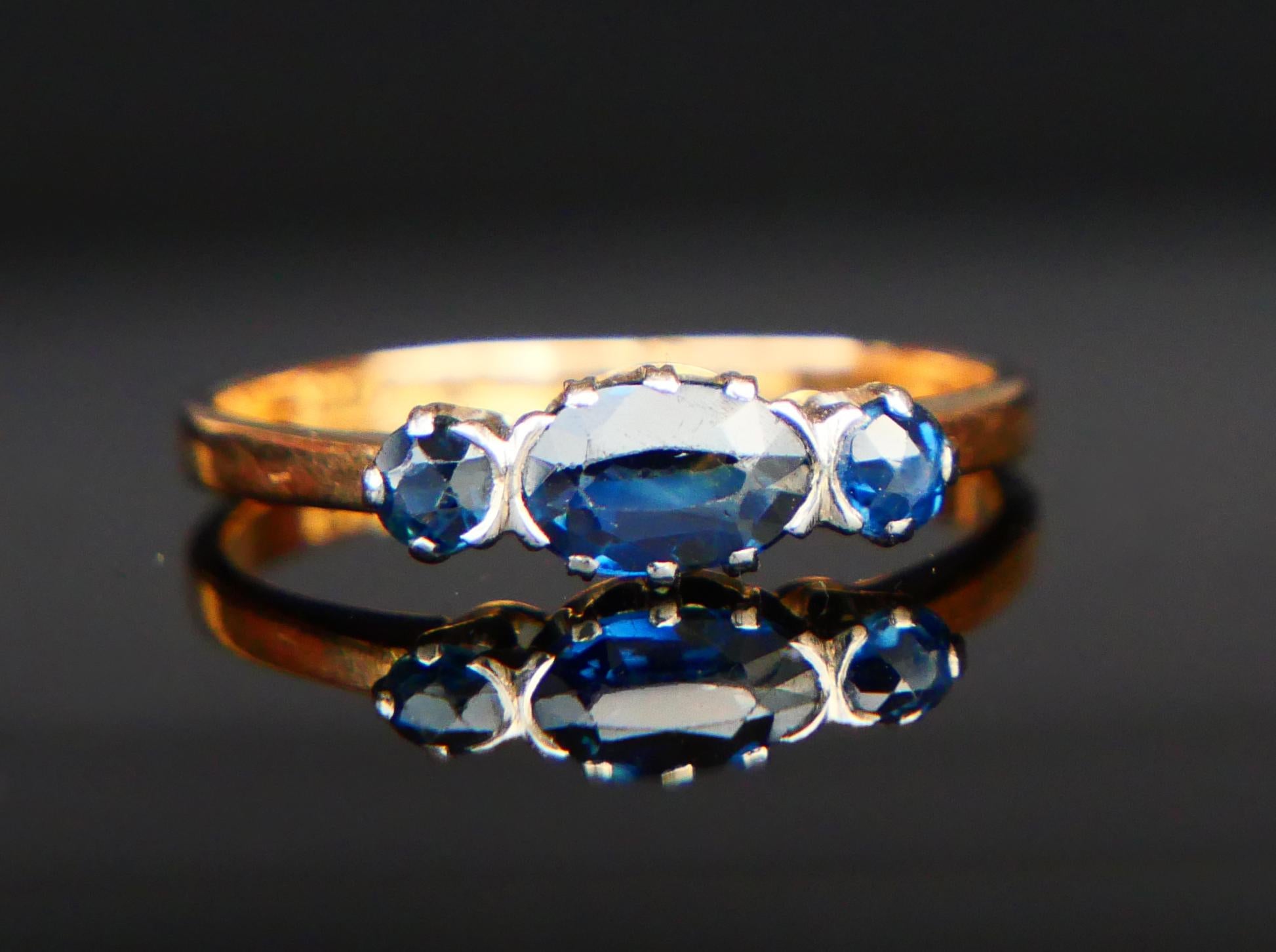 1942 Nordic Ring 1.3ct Sapphire solid 18K Gold US Ø8 /2.5gr For Sale 6