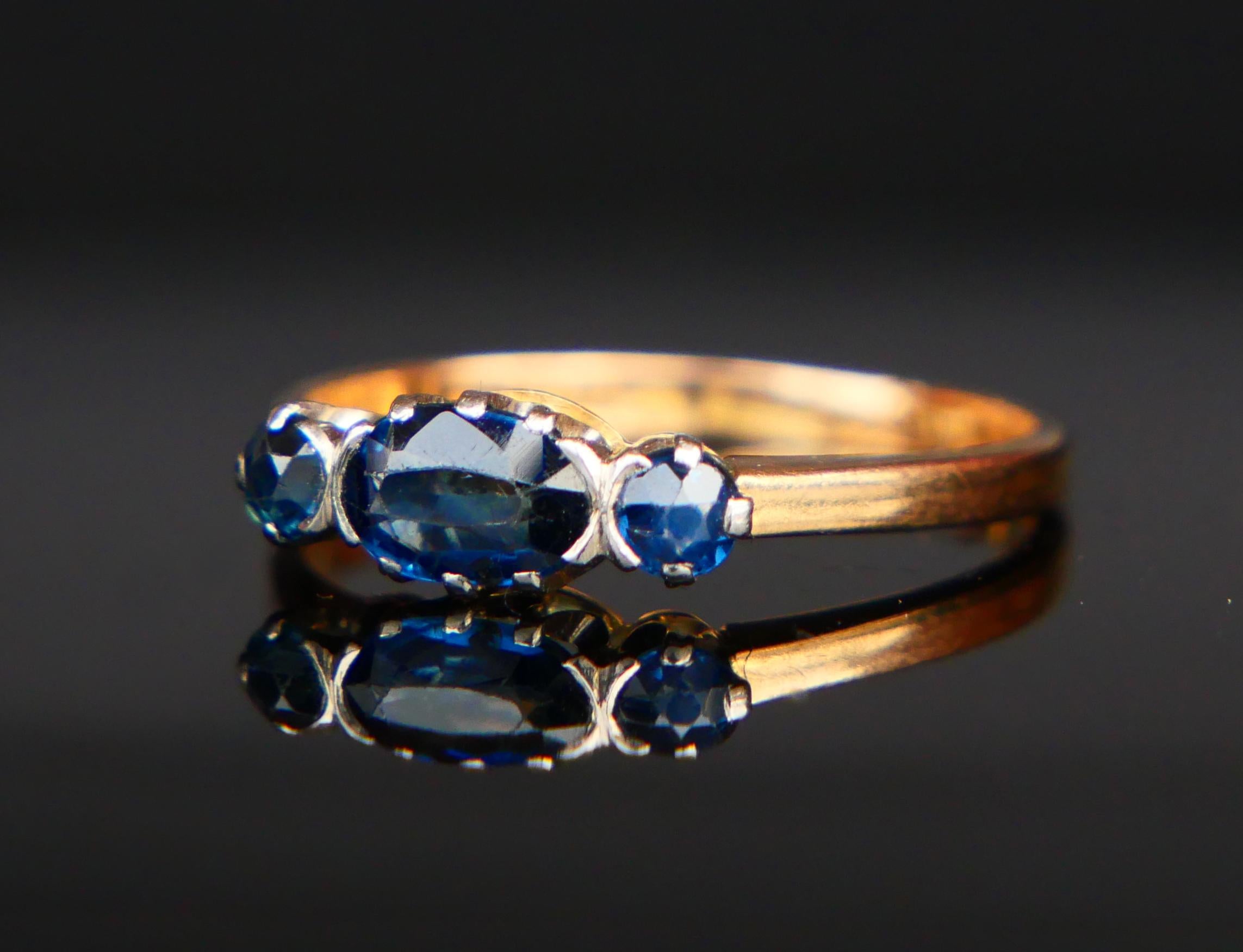 1942 Nordic Ring 1.3ct Sapphire solid 18K Gold US Ø8 /2.5gr For Sale 7