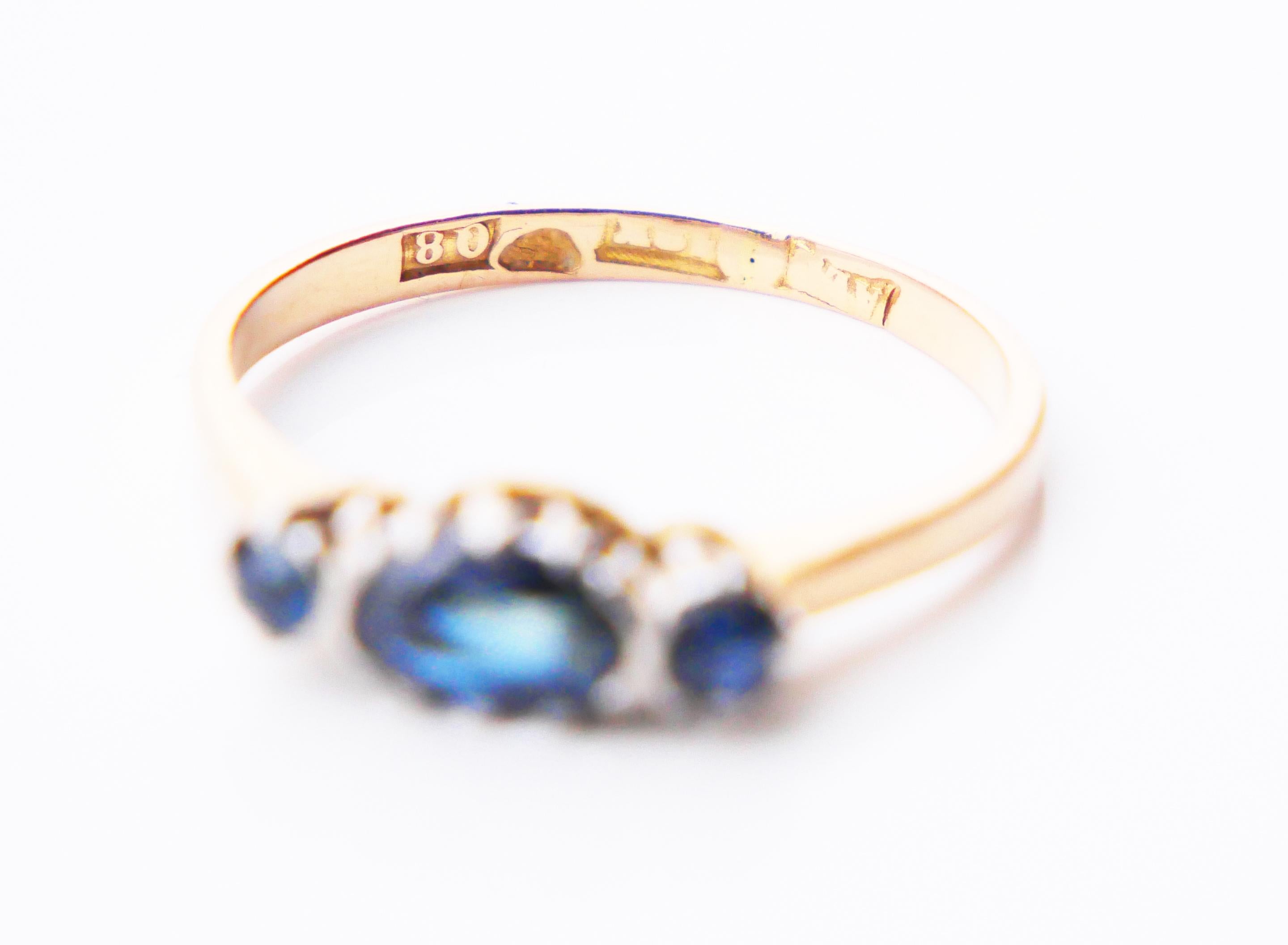 1942 Nordic Ring 1.3ct Sapphire solid 18K Gold US Ø8 /2.5gr For Sale 8