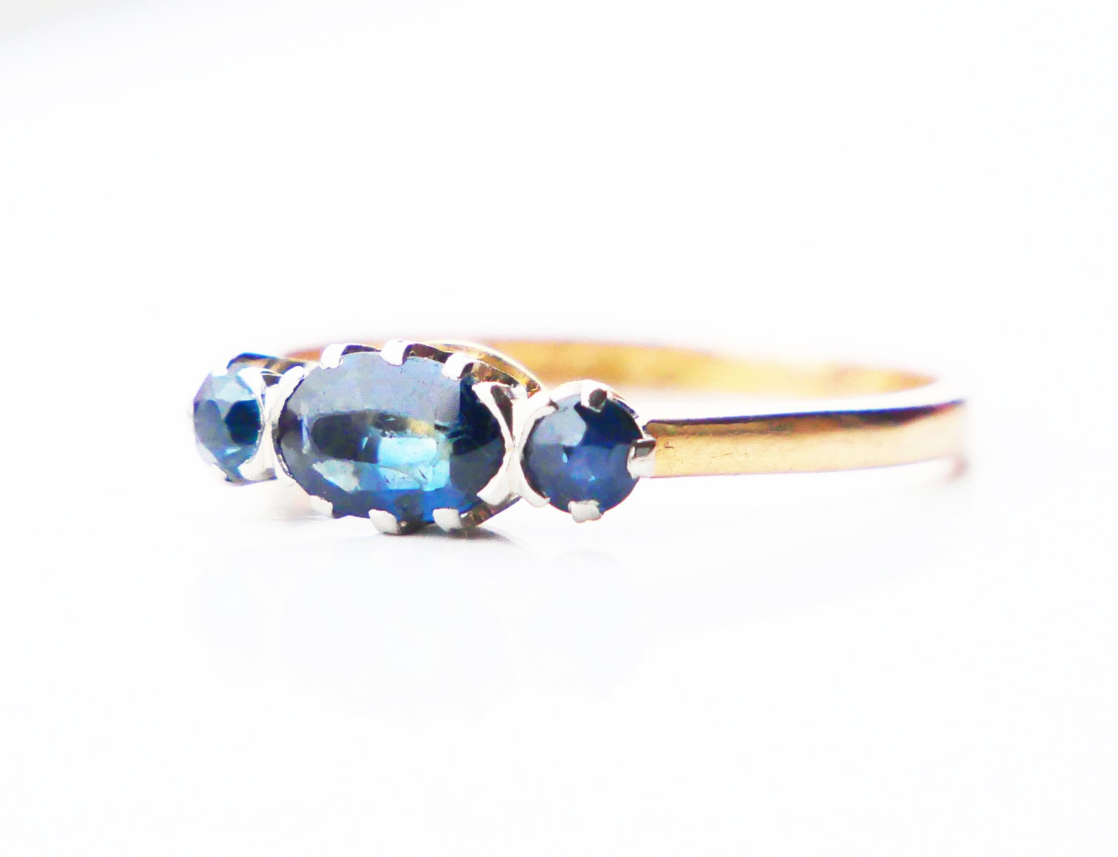 Art Deco 1942 Nordic Ring 1.3ct Sapphire solid 18K Gold US Ø8 /2.5gr For Sale