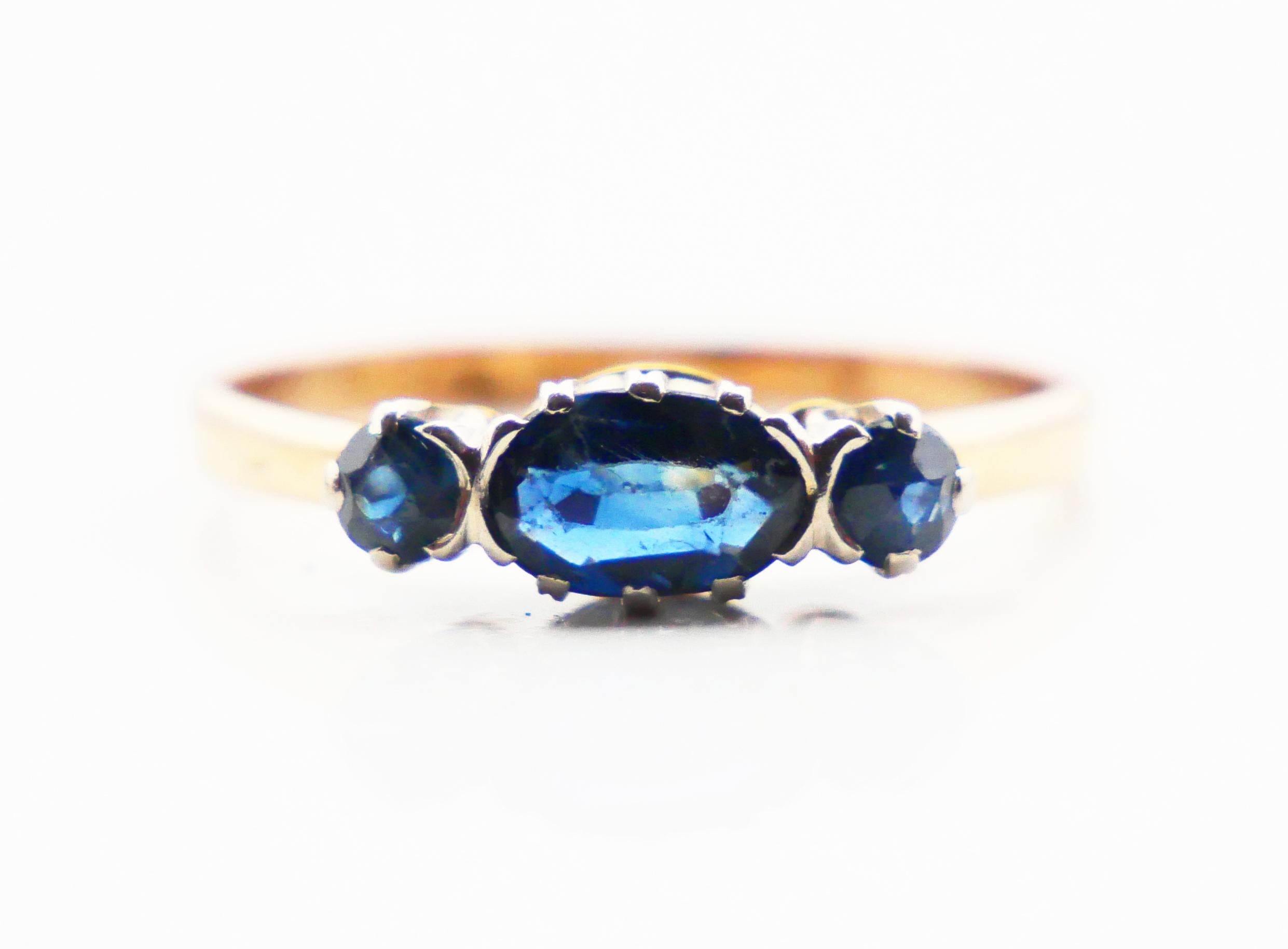 1942 Nordic Ring 1.3ct Sapphire solid 18K Gold US Ø8 /2.5gr For Sale 1