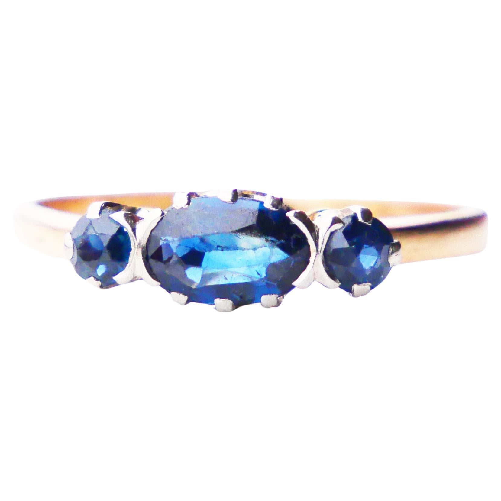 1942 Nordic Ring 1.3ct Sapphire solid 18K Gold US Ø8 /2.5gr