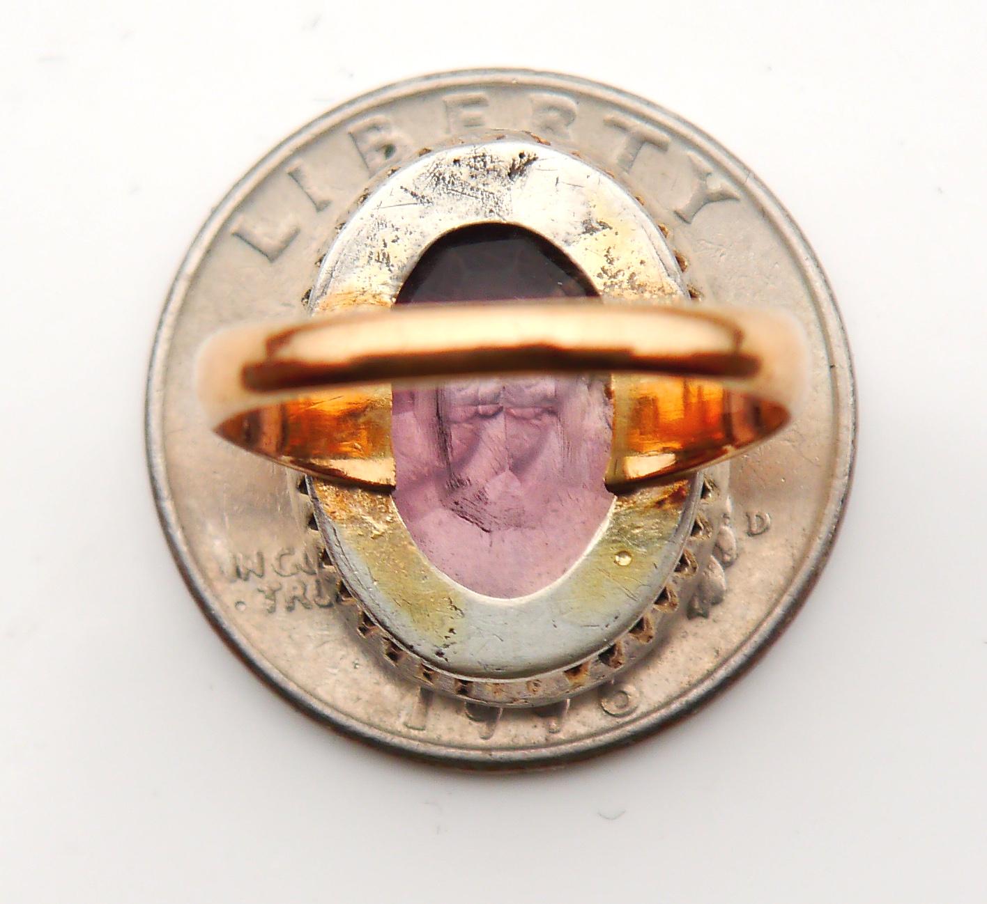 1942 Nordic Ring 9ct Amethyst solid 18K Gold Silver Size Ø 6.5US/6gr For Sale 6