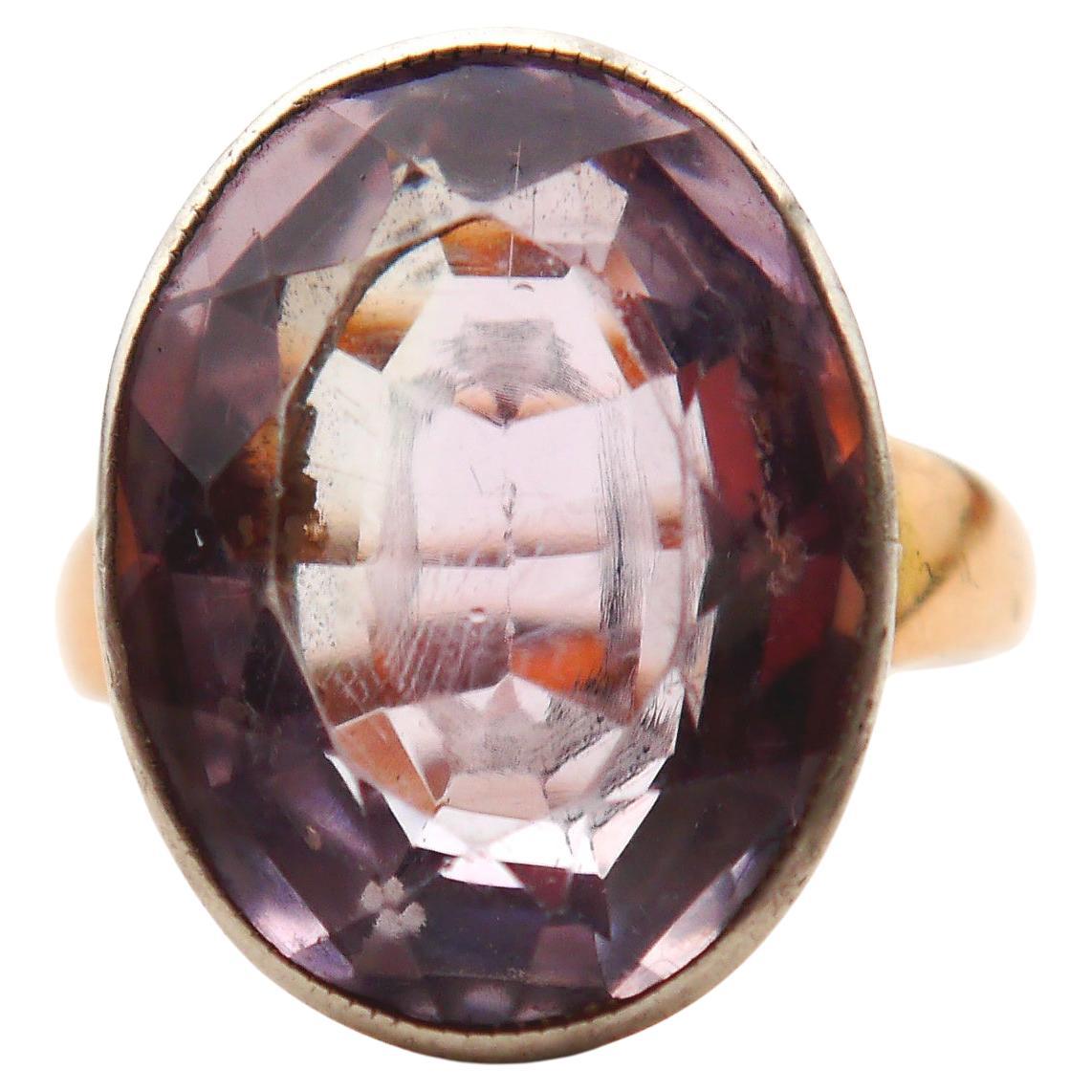 1942 Nordic Ring 9ct Amethyst solid 18K Gold Silver Size Ø 6.5US/6gr