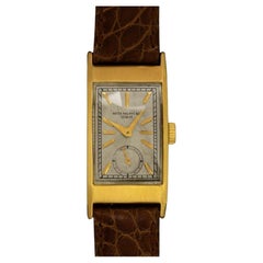 1942 Patek Philippe "Tegolino" Vintage Montre rectangulaire pour homme en or 18 carats - Papiers