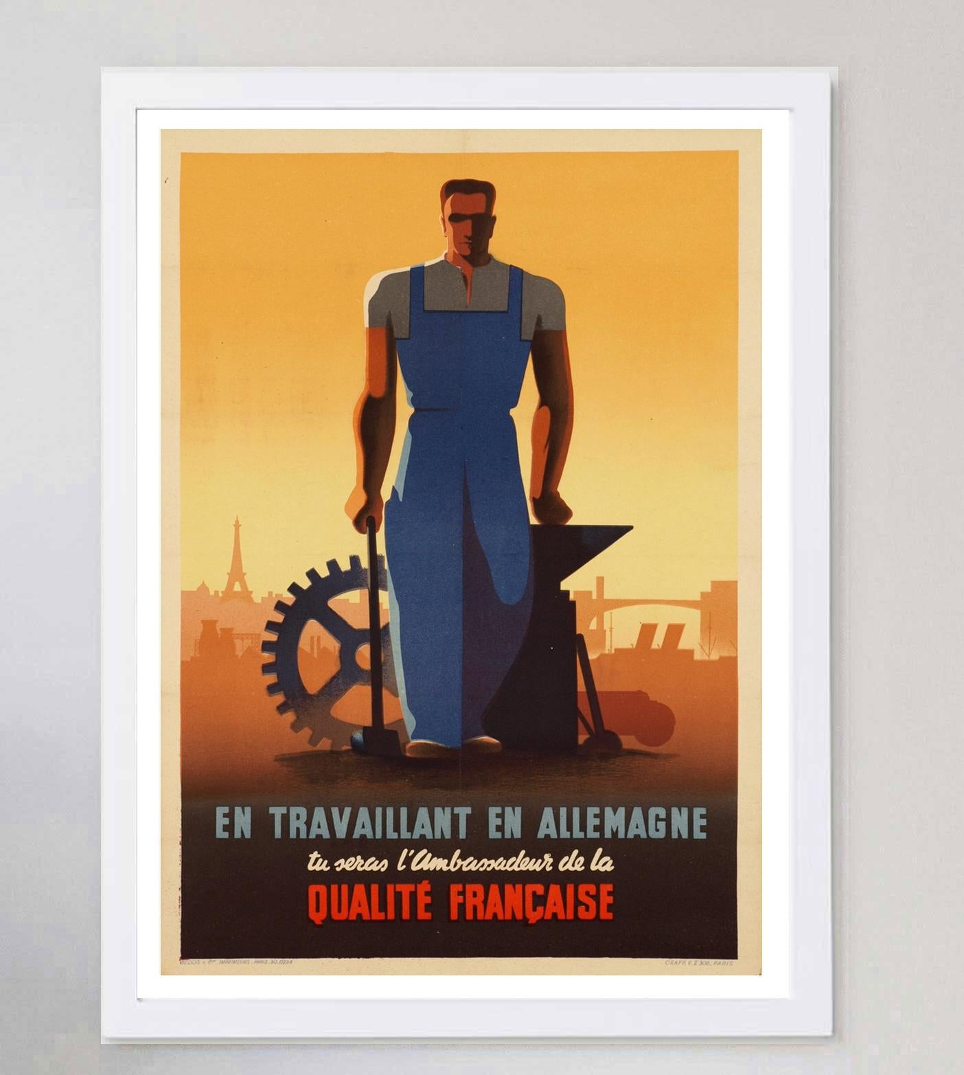 1942 Qualitee Francaise Original Vintage Poster In Good Condition For Sale In Winchester, GB