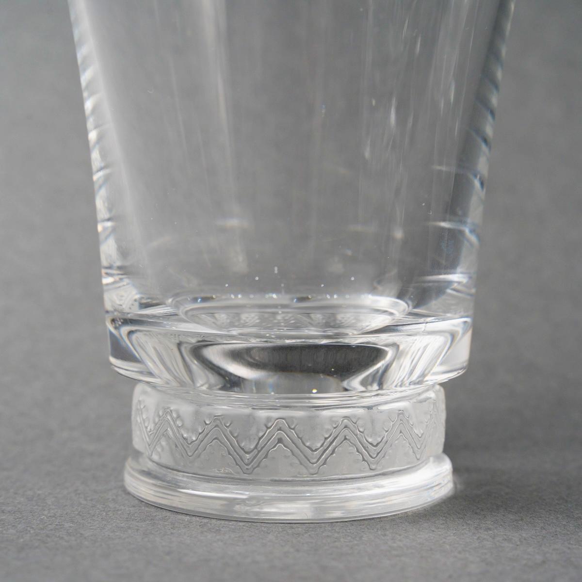French 1942 René Lalique - Set Of 6 Glasses Goblets Tumblers Reims Glass
