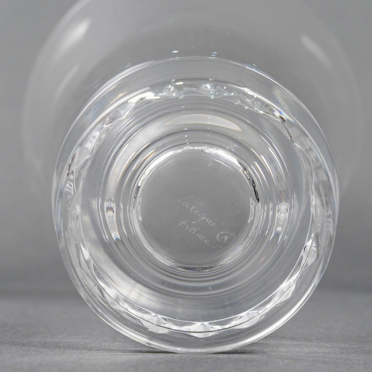 Molded 1942 René Lalique - Set Of 6 Glasses Goblets Tumblers Reims Glass