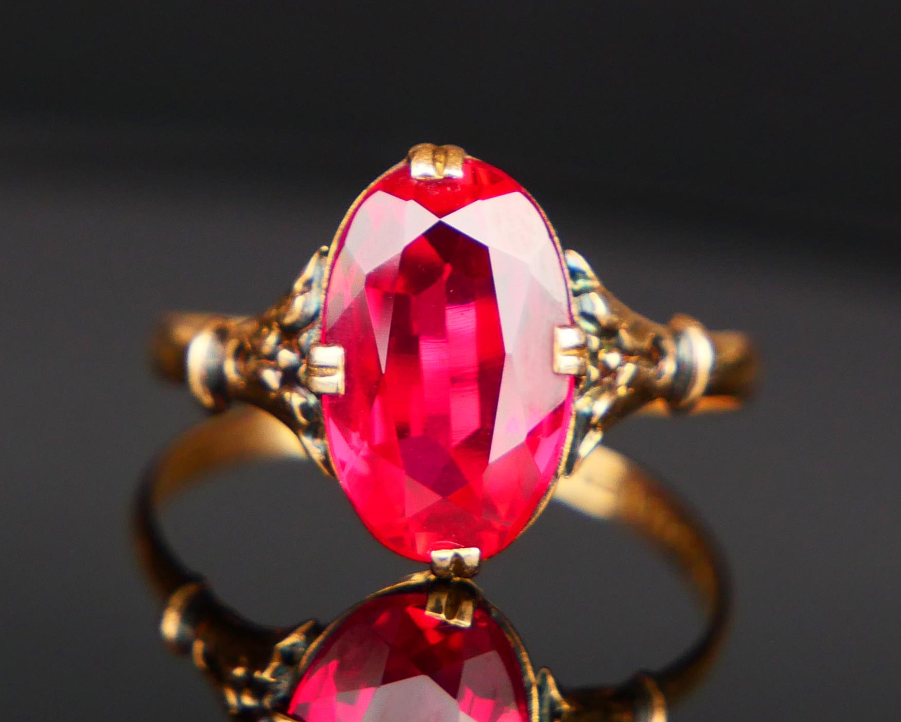 1942 Ring Rubin massiv 18K Gold Ø US 7 / 2 gr (Art déco) im Angebot