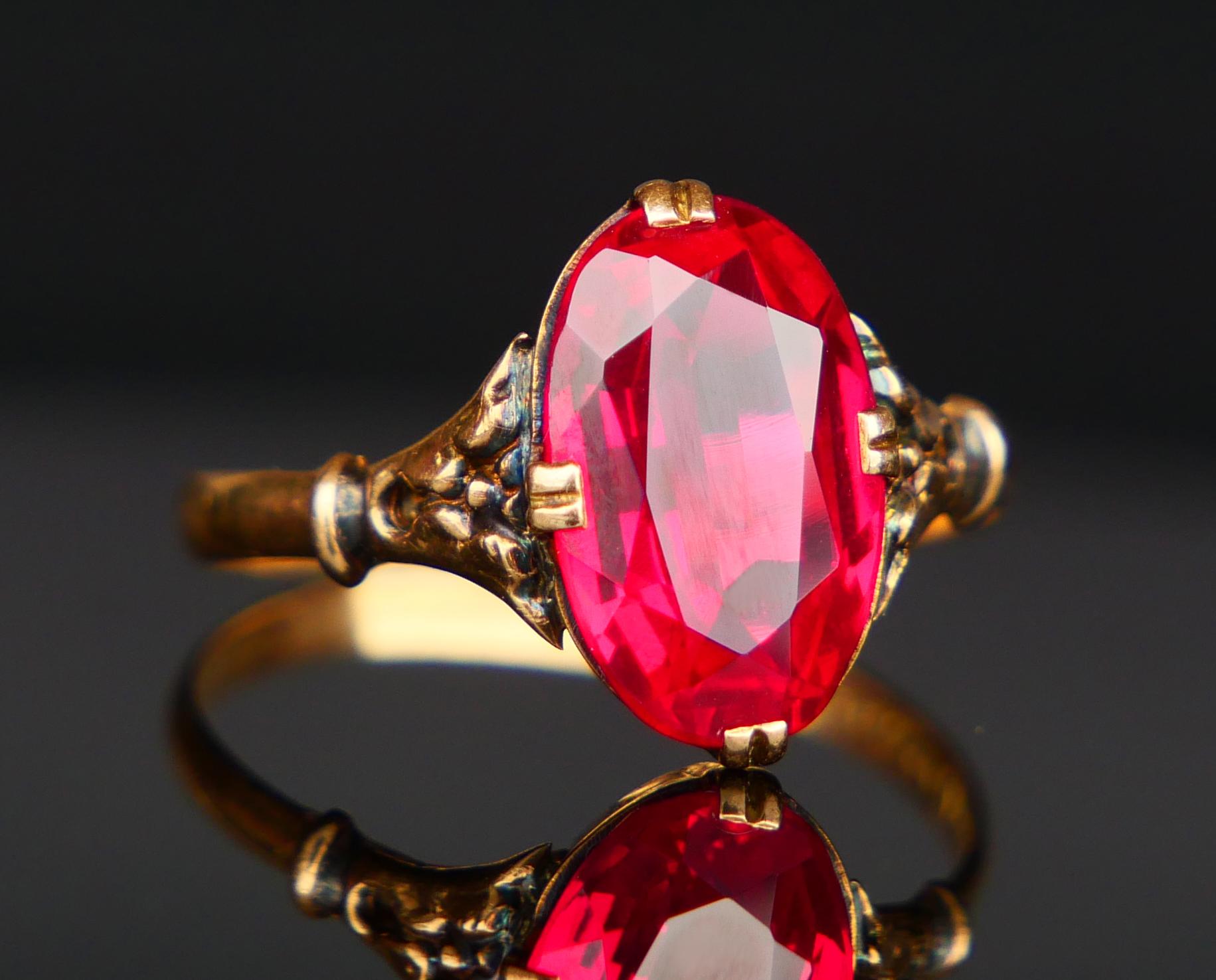 1942 Ring Rubin massiv 18K Gold Ø US 7 / 2 gr Damen im Angebot