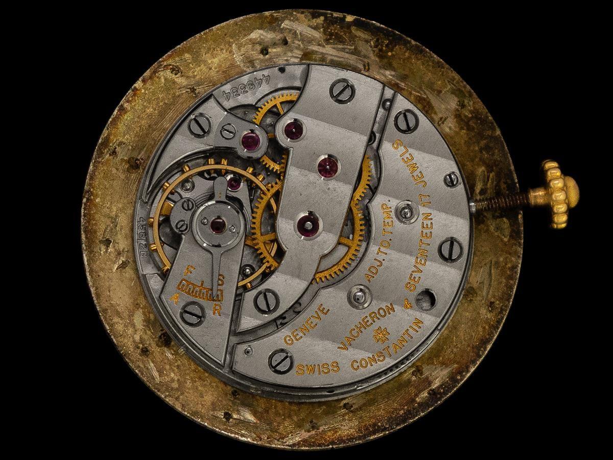 1942 Vacheron & Constantin Vintage Herren Tear Drop Uhr - SS & 18K Rose Gold im Angebot 4