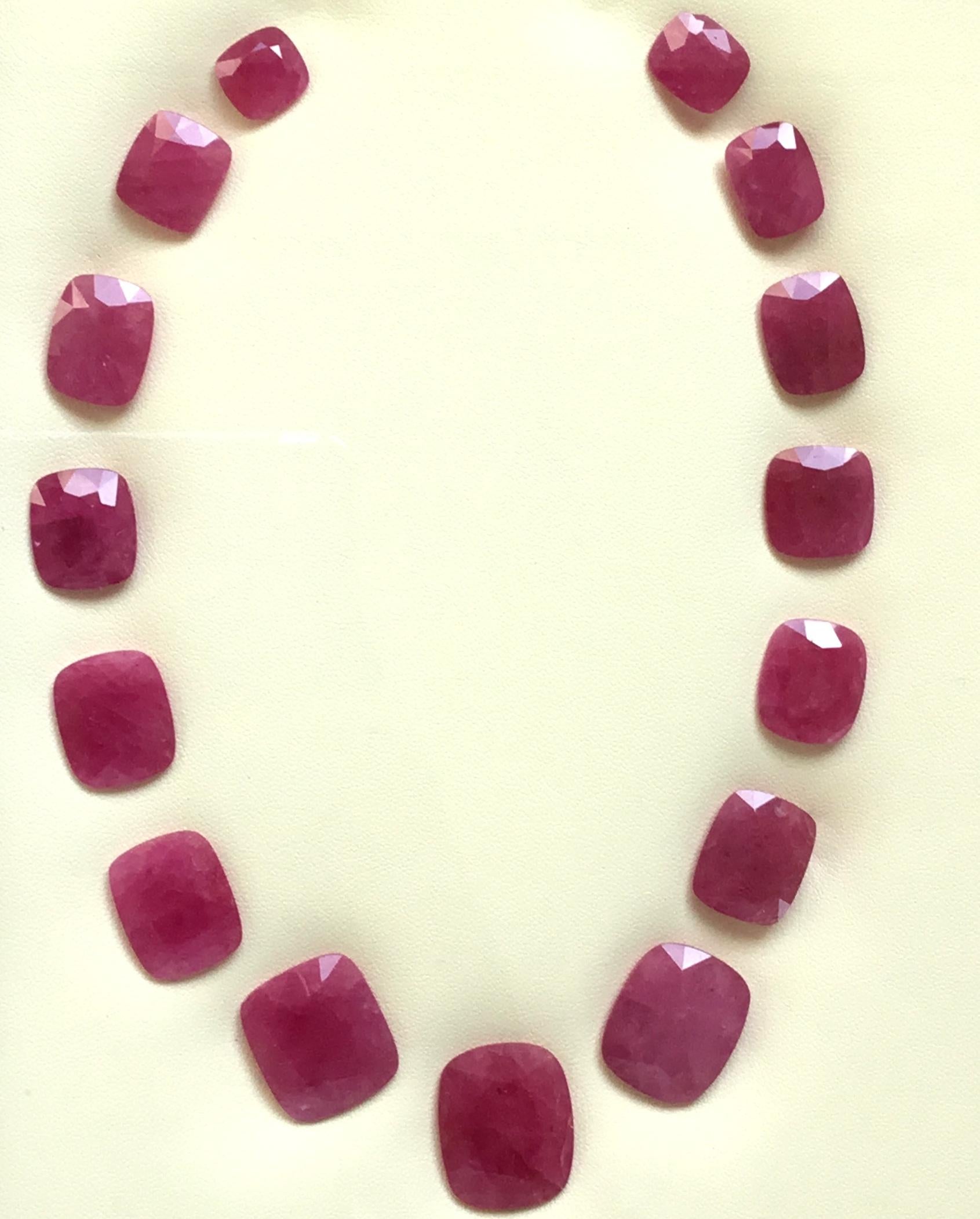 Art Deco 194.26 Carats Ruby Mozambique Cushion Faceted Cutstone Layout Heated Natural Gem For Sale