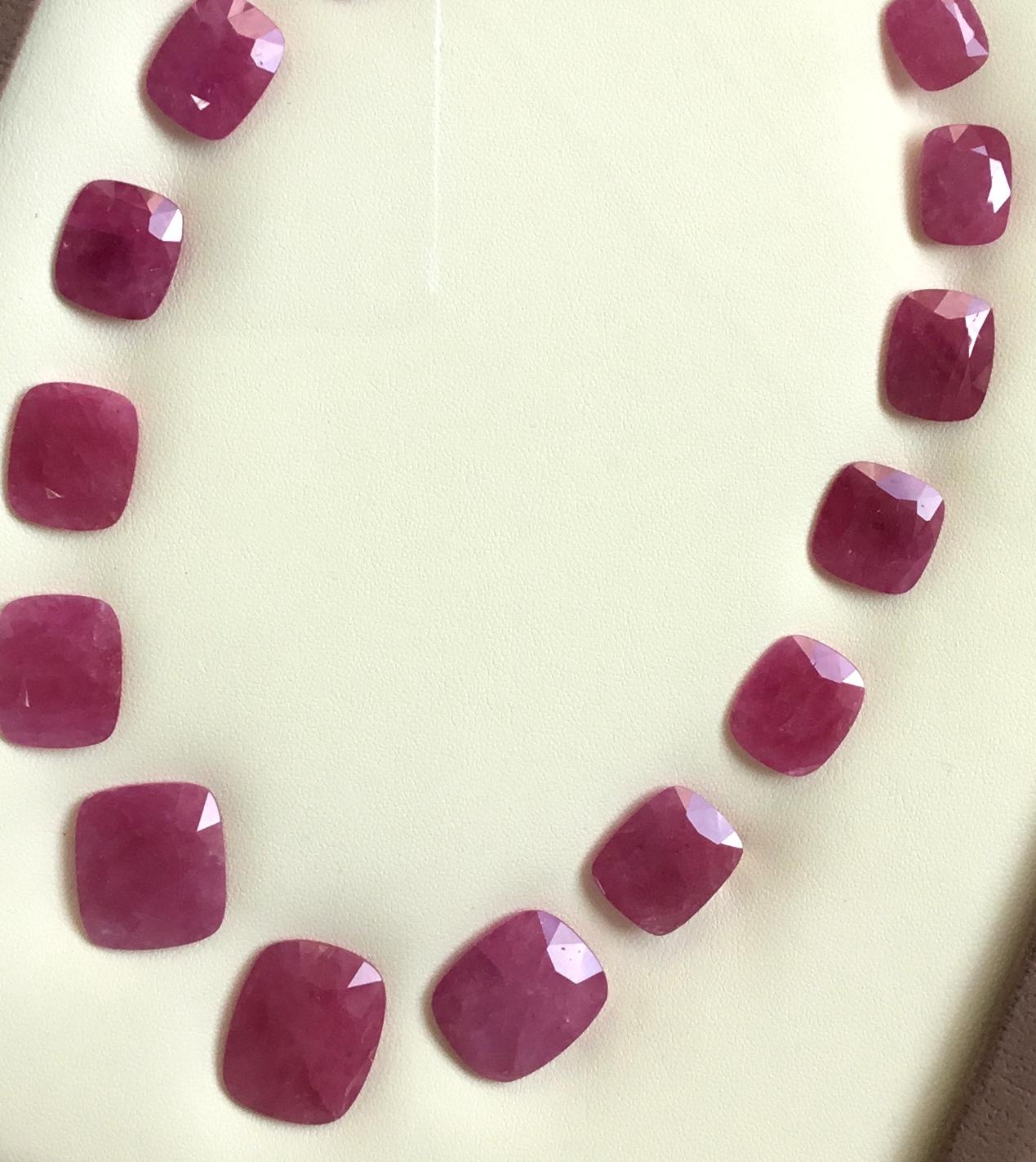 Women's or Men's 194.26 Carats Ruby Mozambique Cushion Faceted Cutstone Layout Heated Natural Gem For Sale