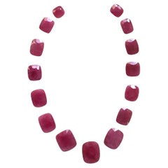 194.26 Carats Ruby Mozambique Cushion Faceted Cutstone Layout Heated Natural Gem