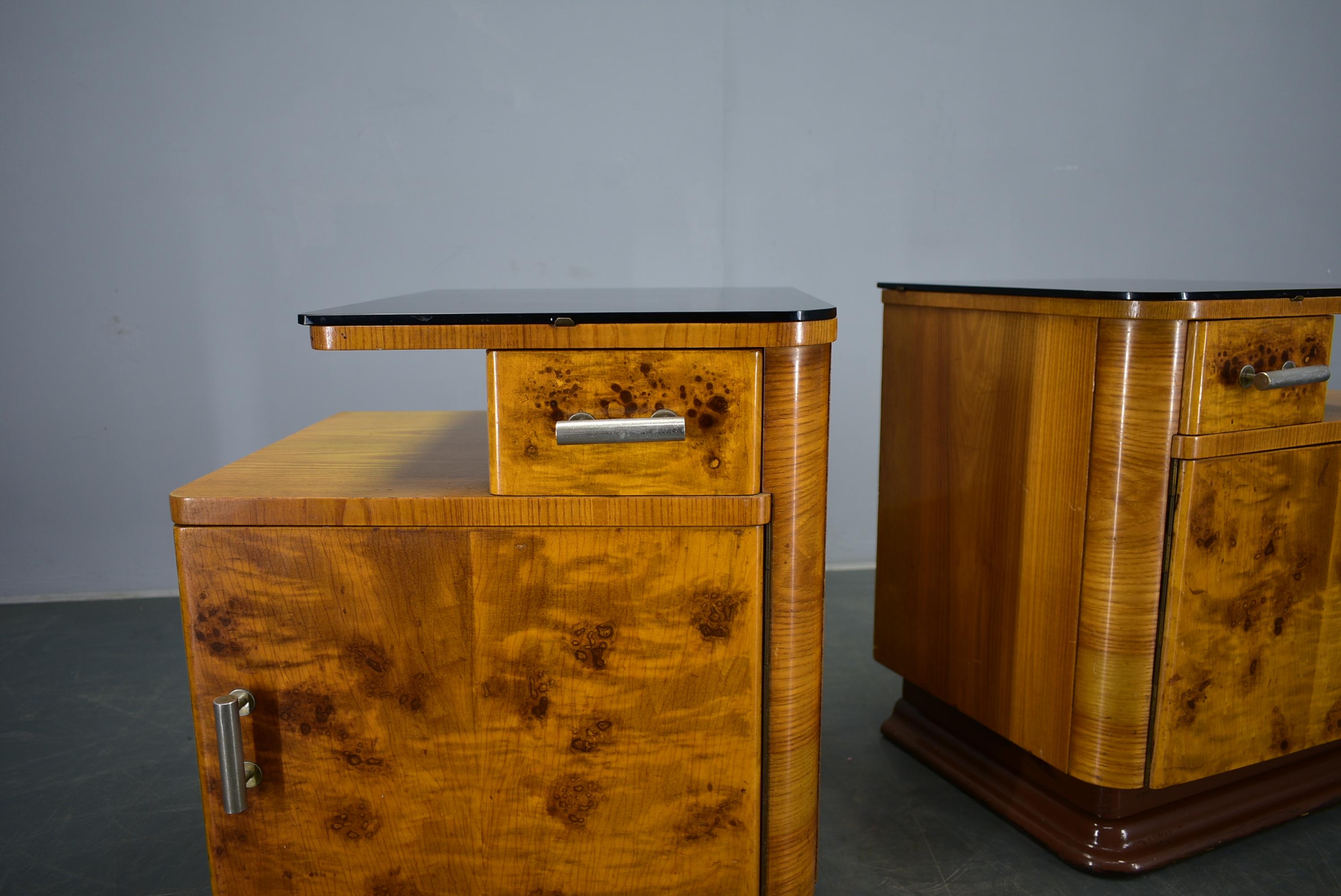 Art Deco 1942s Set of Bedside Tables by Jindrich Halabala, Czechoslovakia For Sale
