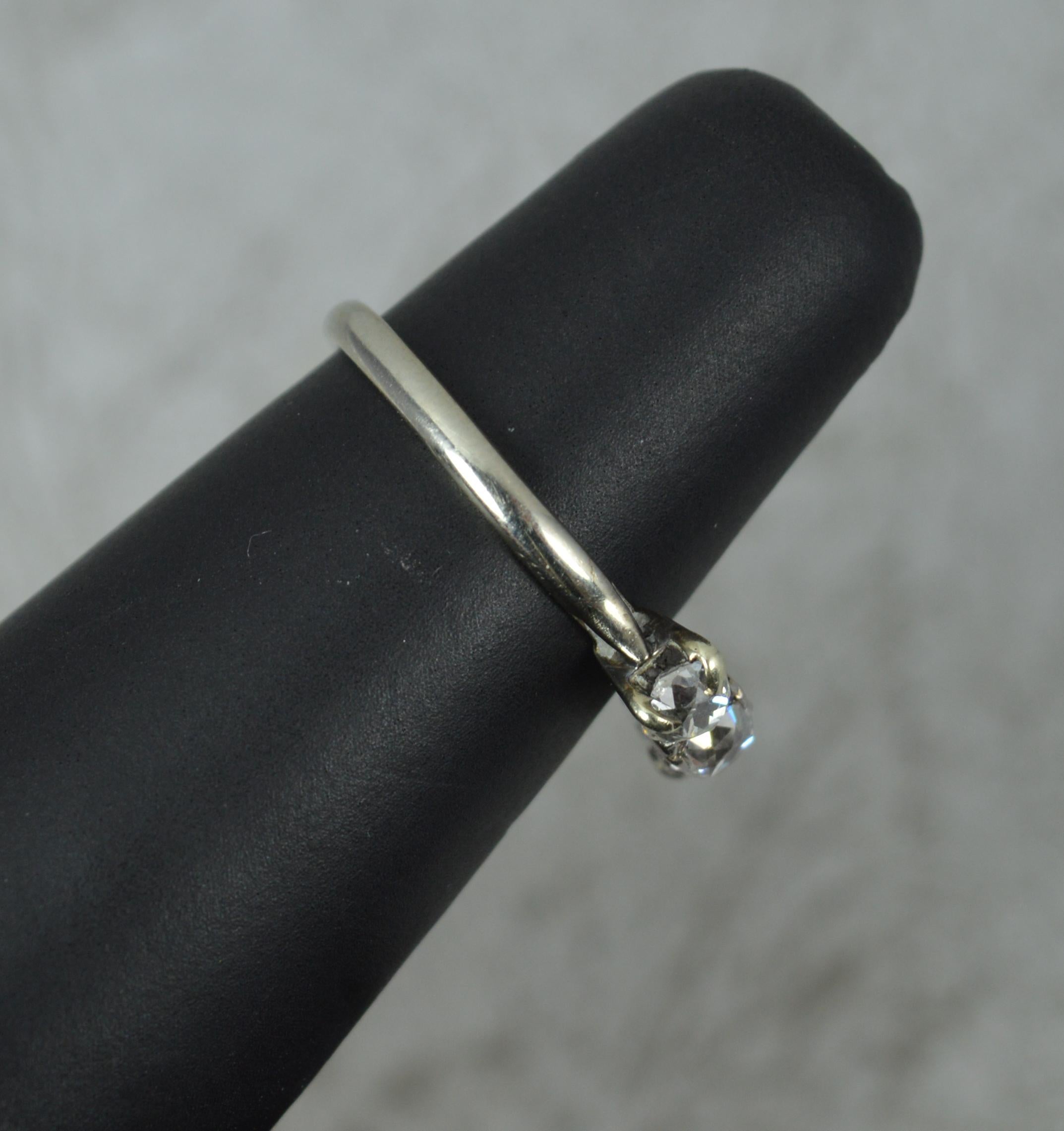 1943 0.85ct Old Mine Cut Diamond 18ct White Gold Trilogy Ring 7