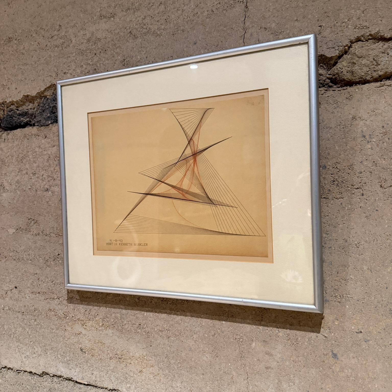 1943 Arte abstracto Tinta sobre papel Dibujo firmado Winkler en venta 3