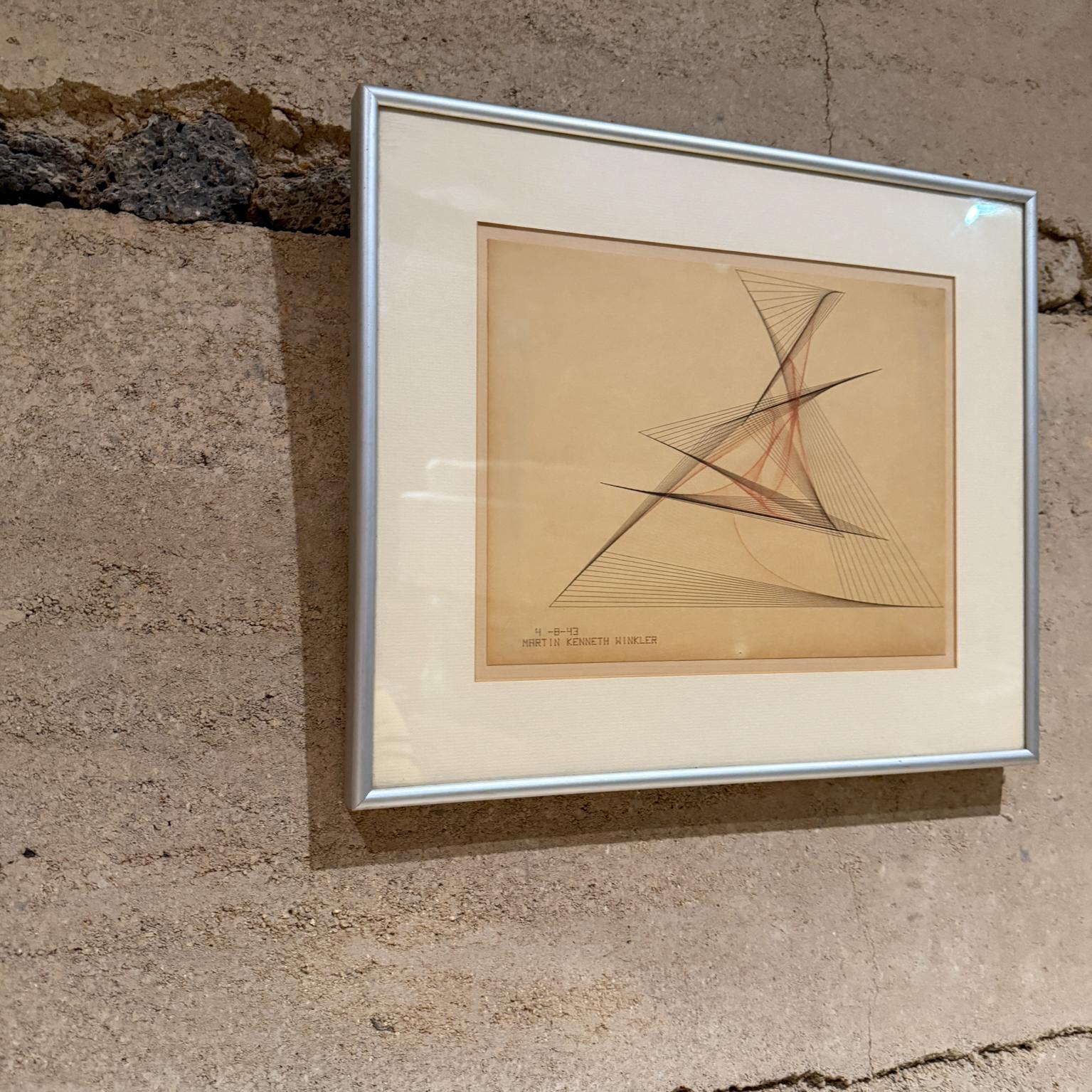 1943 Arte abstracto Tinta sobre papel Dibujo firmado Winkler en Bueno estado para la venta en Chula Vista, CA